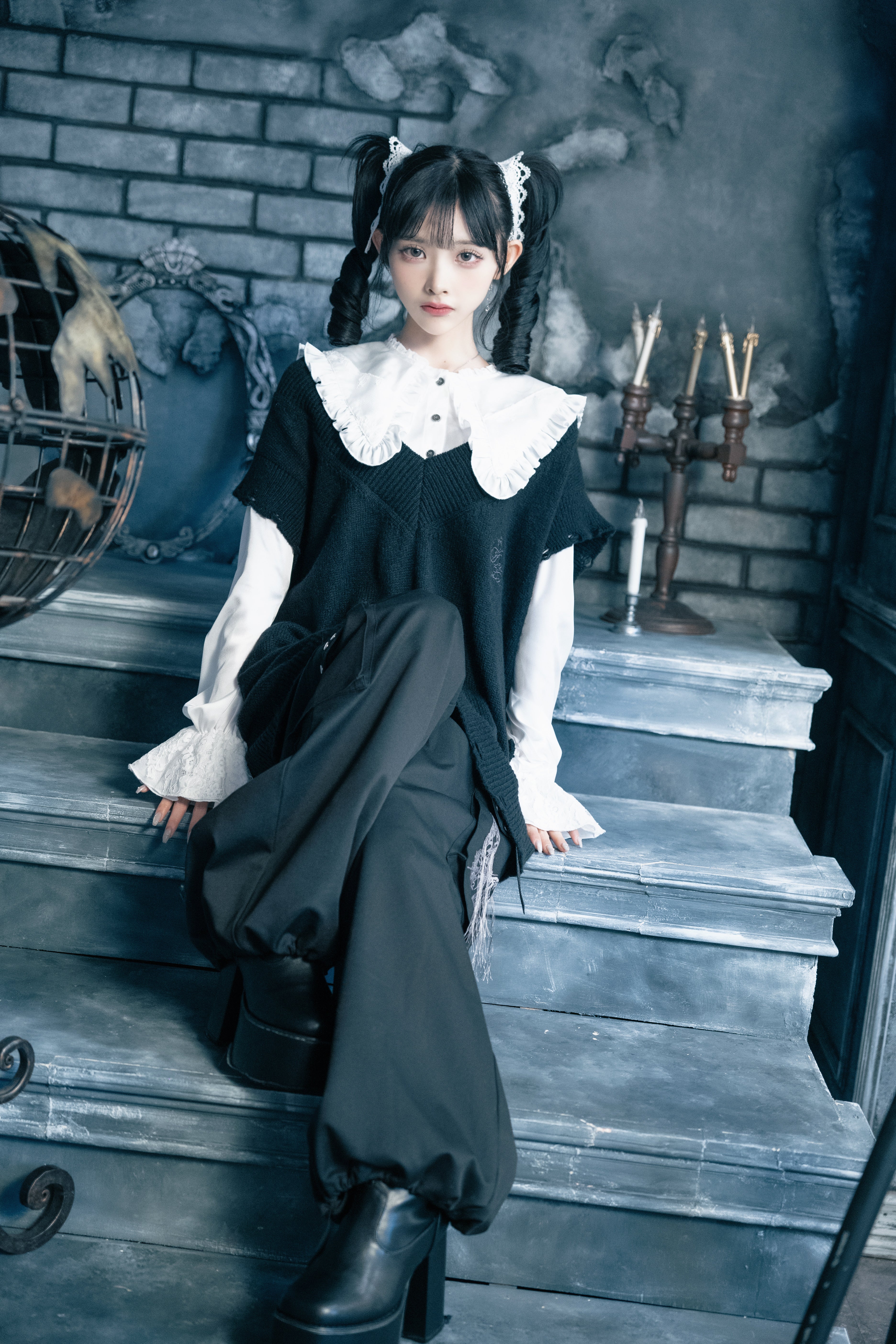 dd studs belt pants black