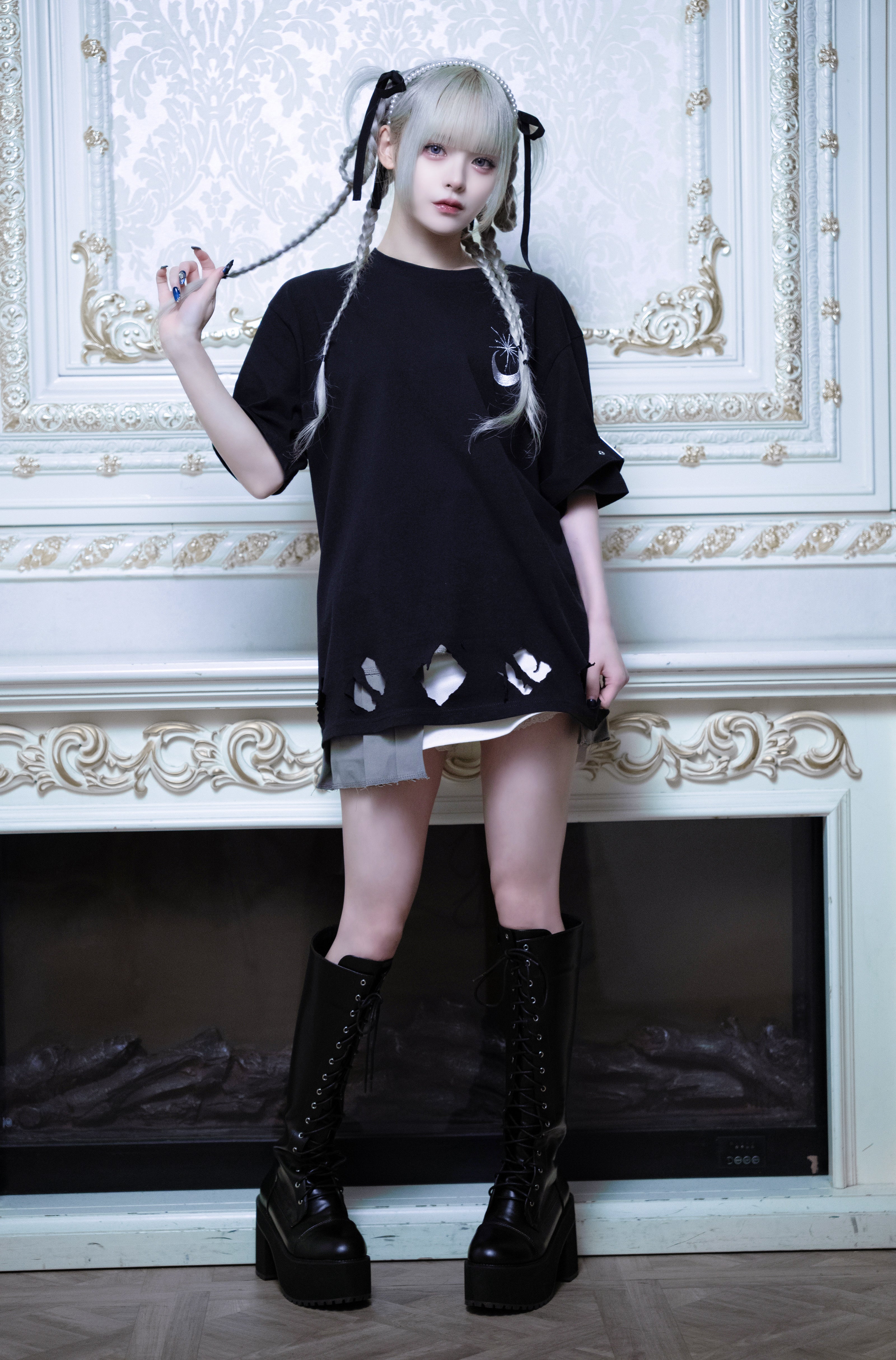 dd moon star Tee black