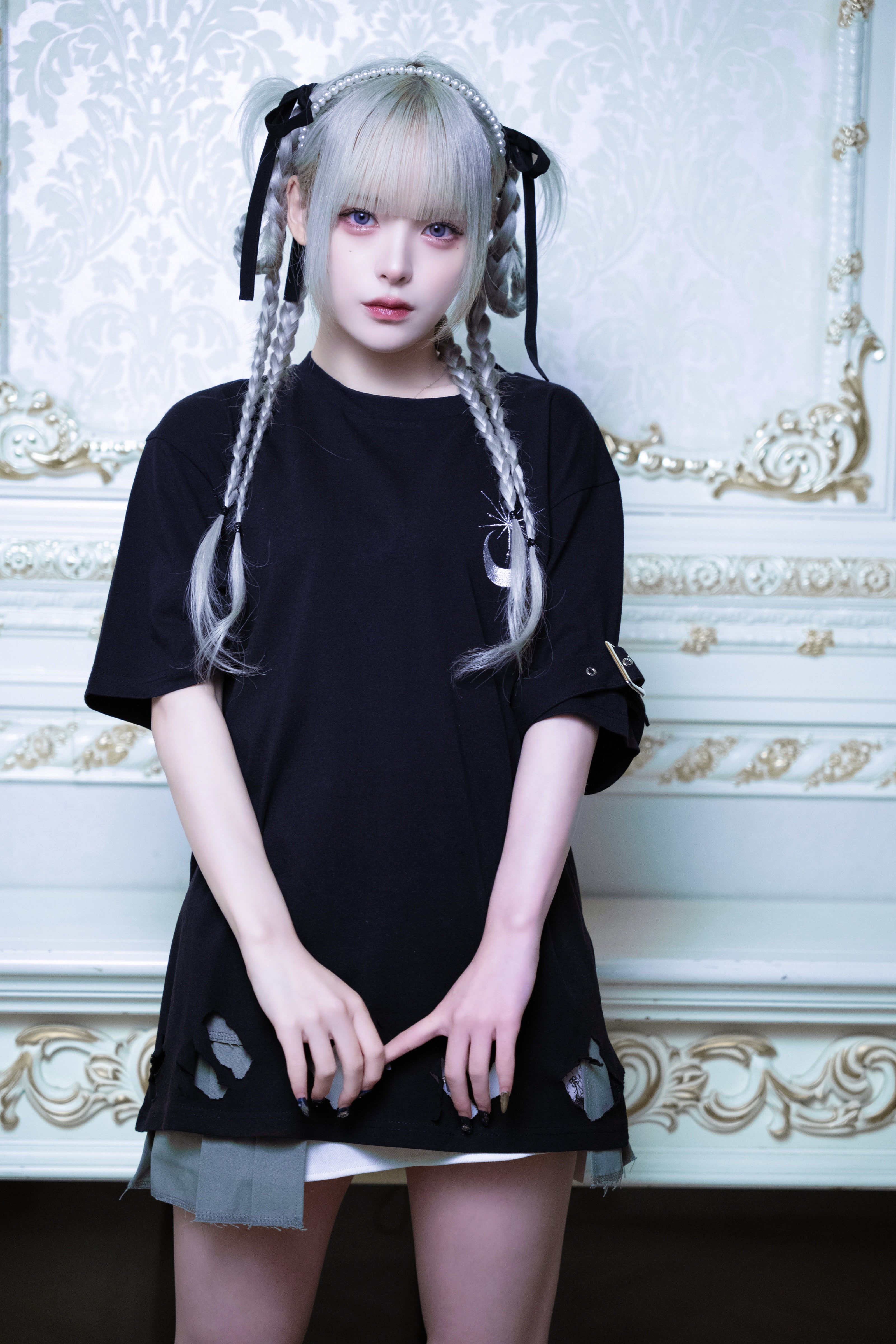 dd moon star Tee black