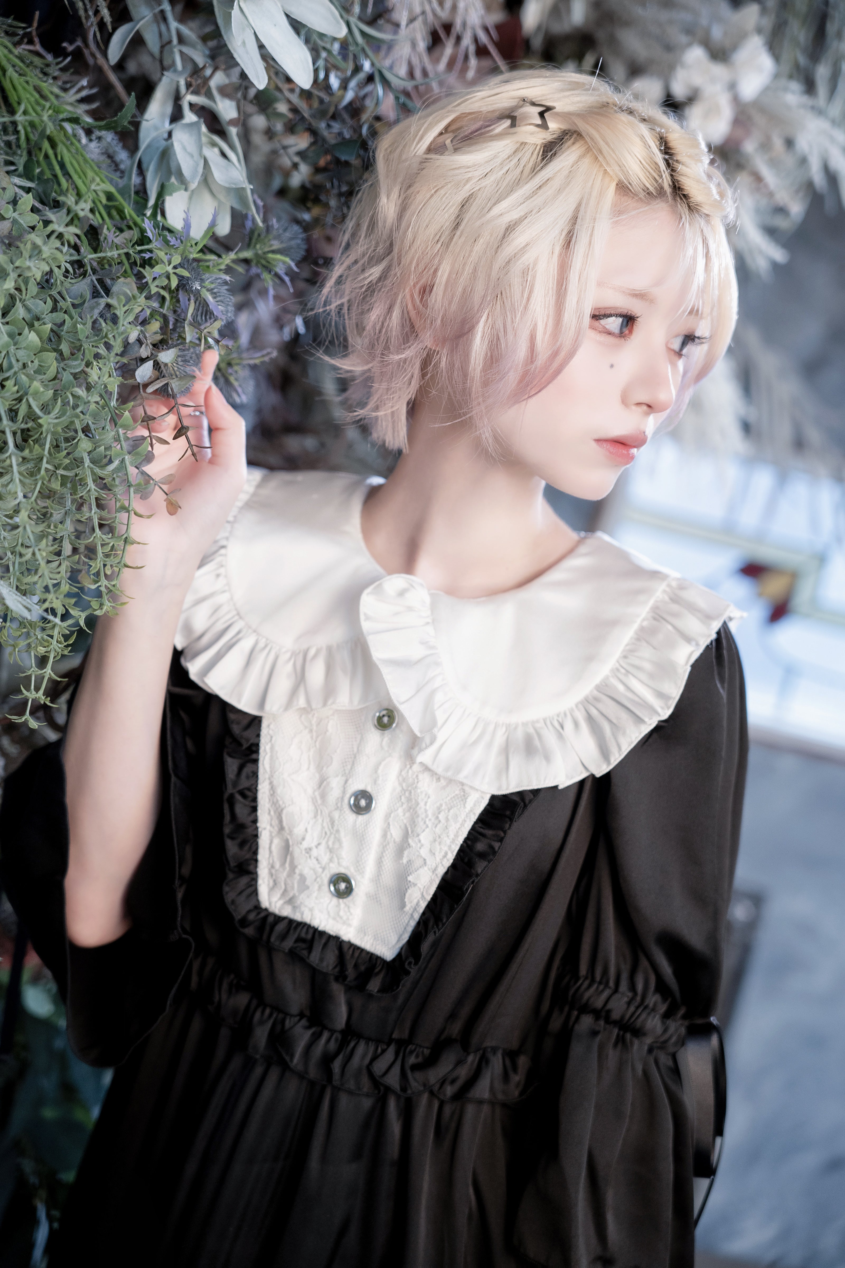 maid doll one-piece black