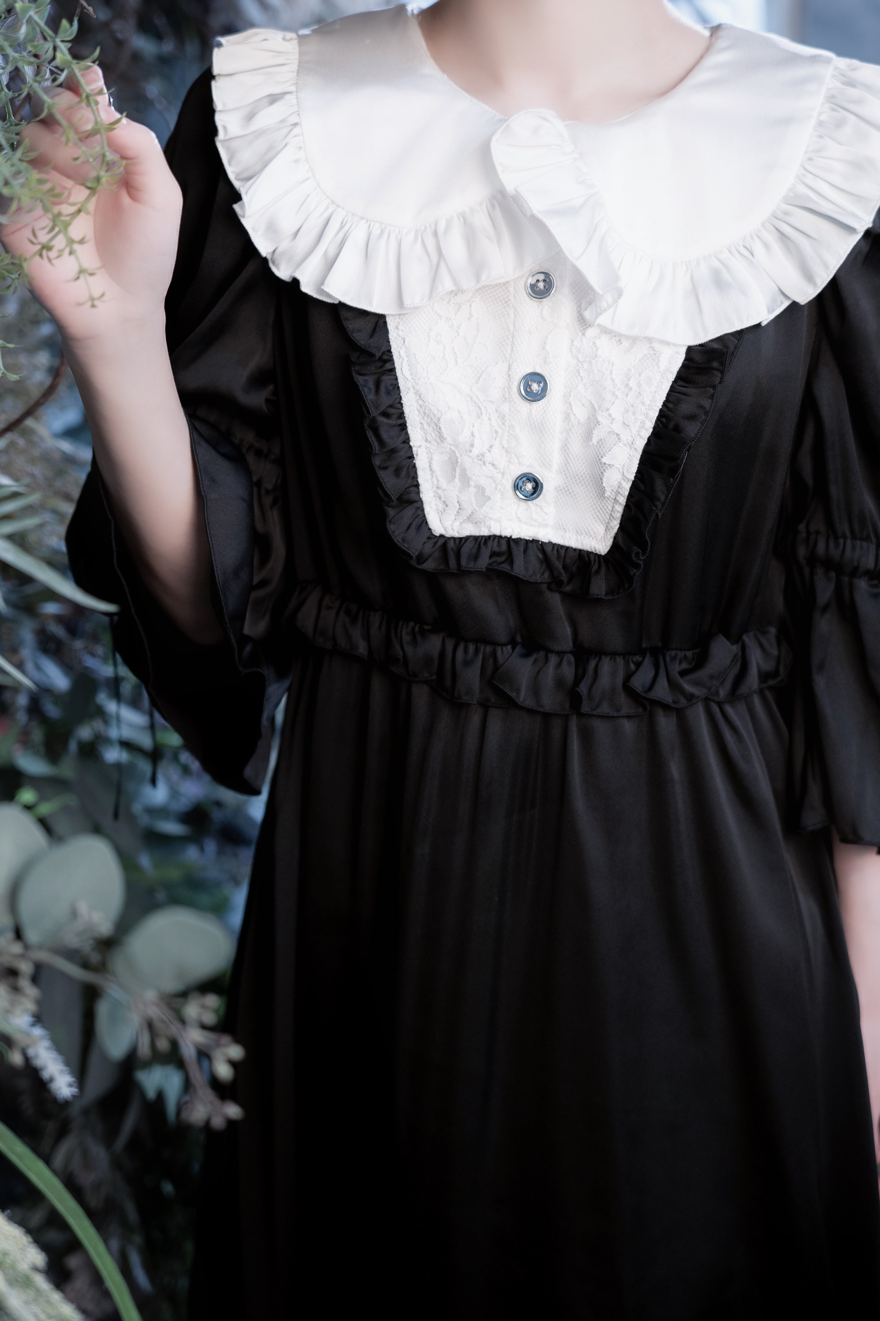 maid doll one-piece black