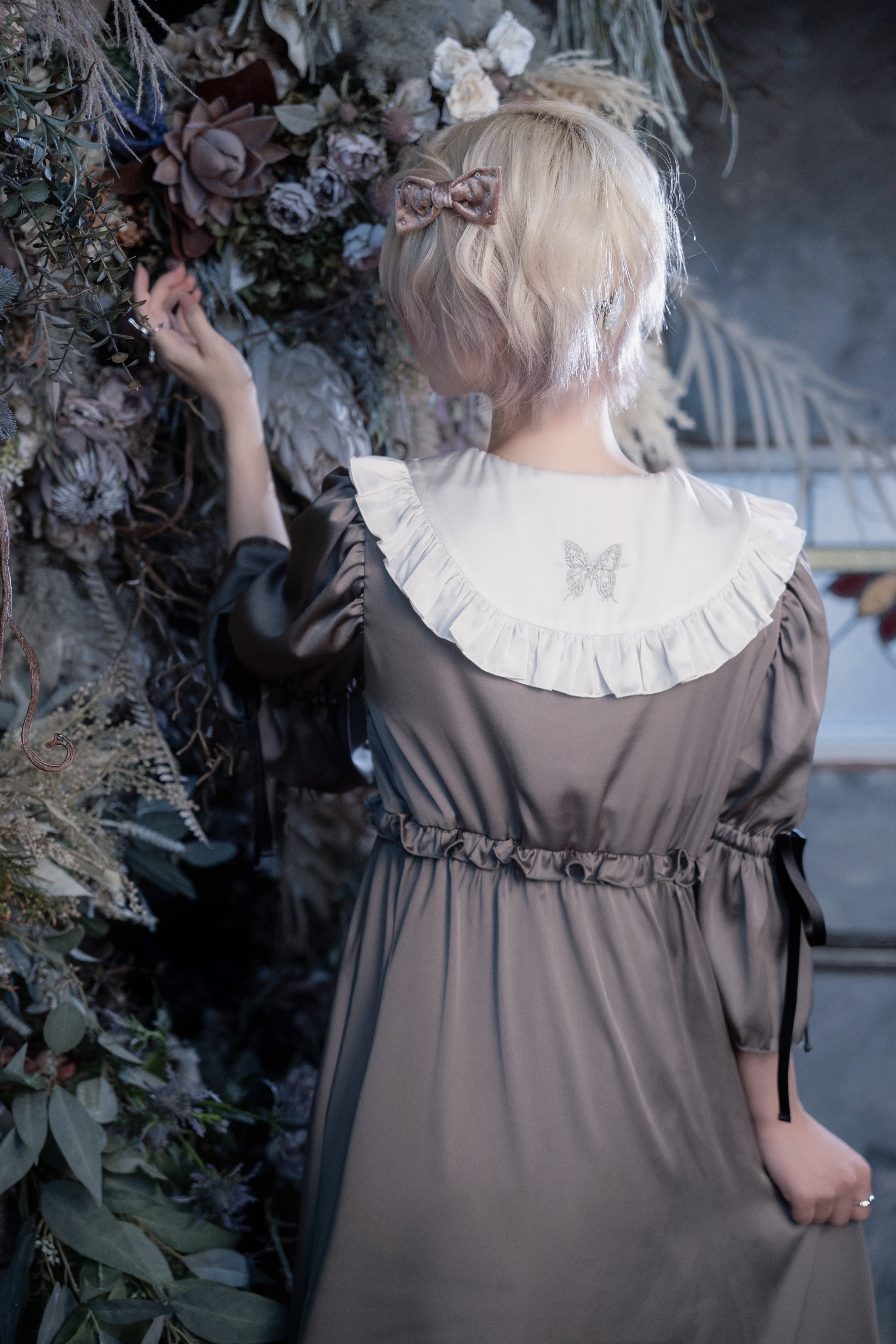 maid doll one-piece gray