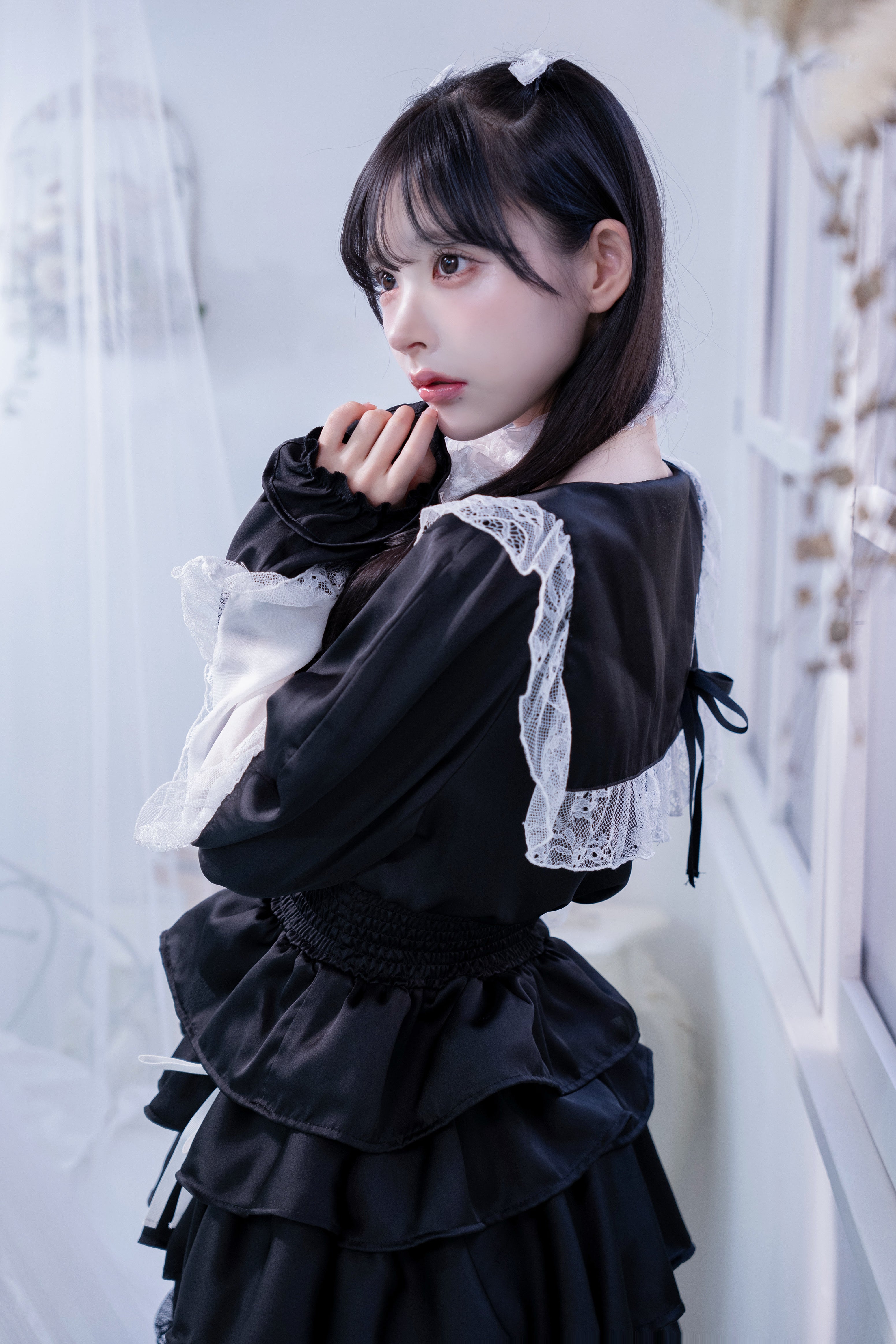 sailor collar frill doll tops black