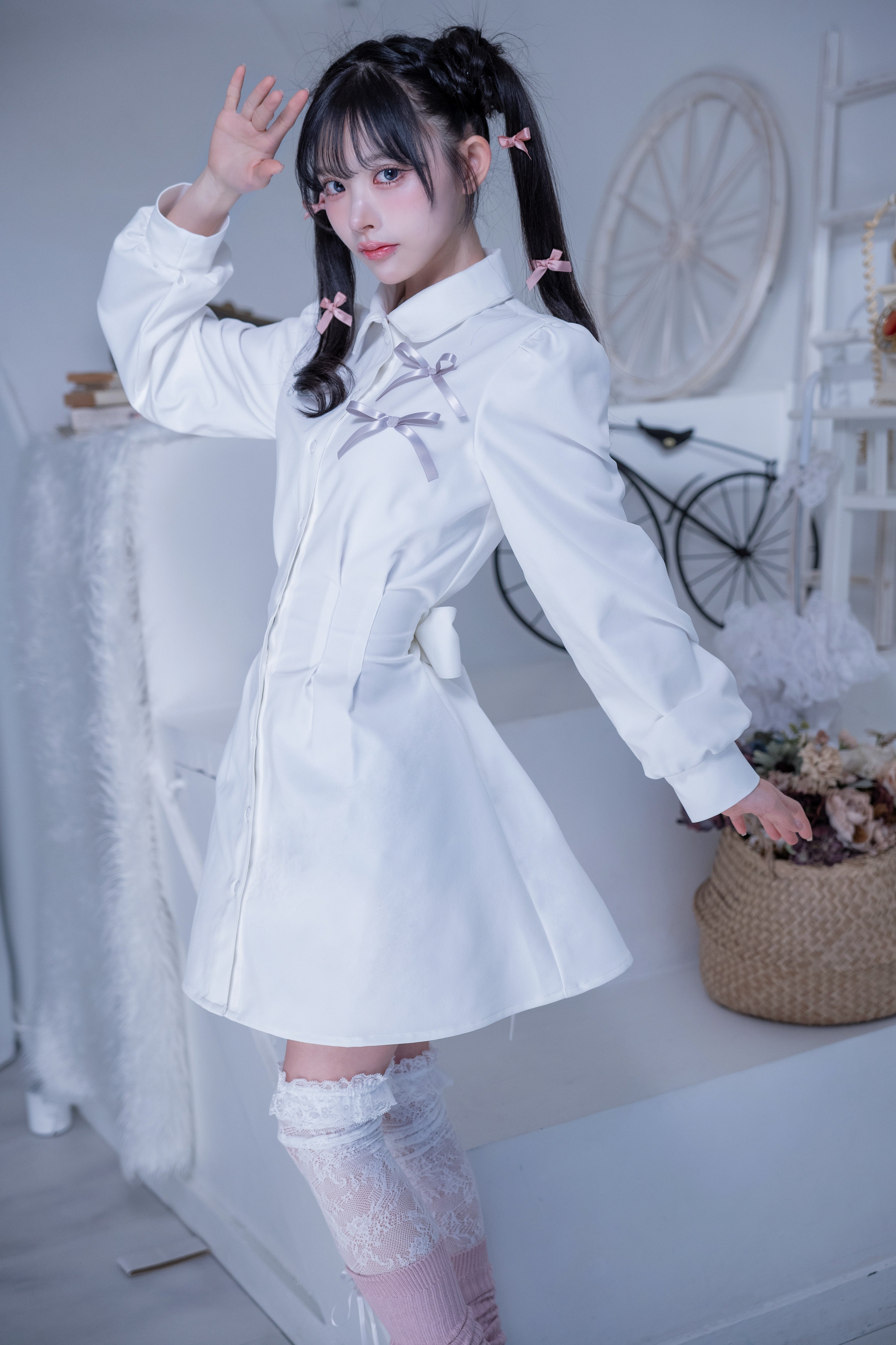 doll cat shirt onepiece white