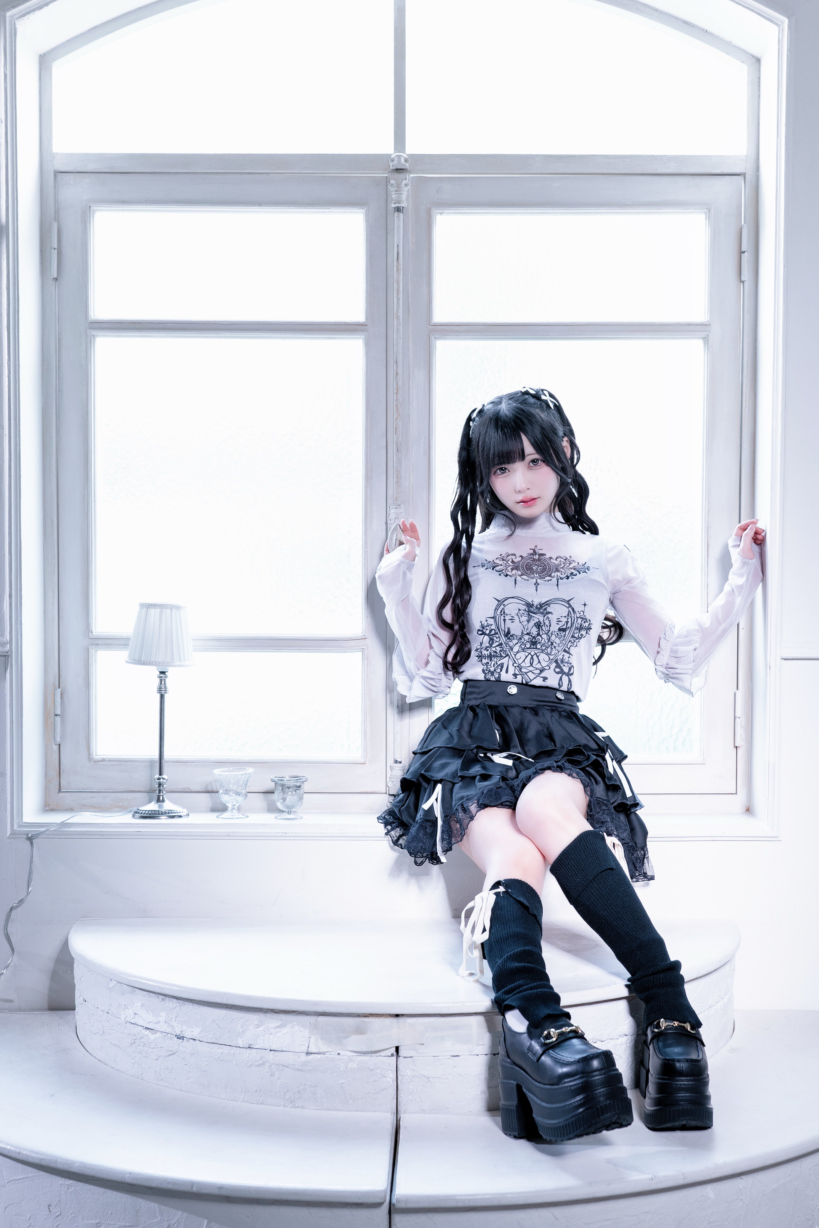 frill tattoo sheer tops gray