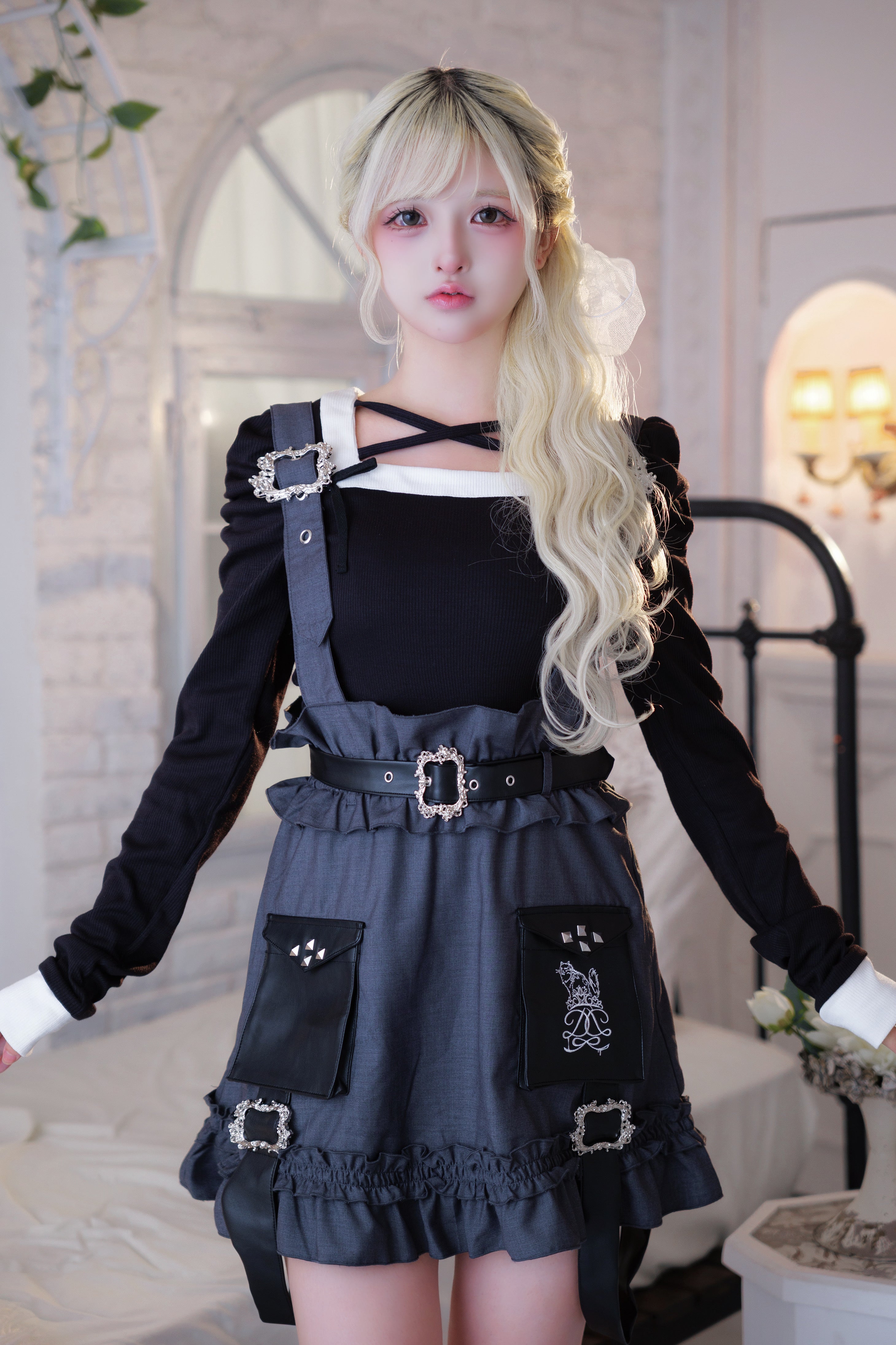 frill doll suspender skirt gray