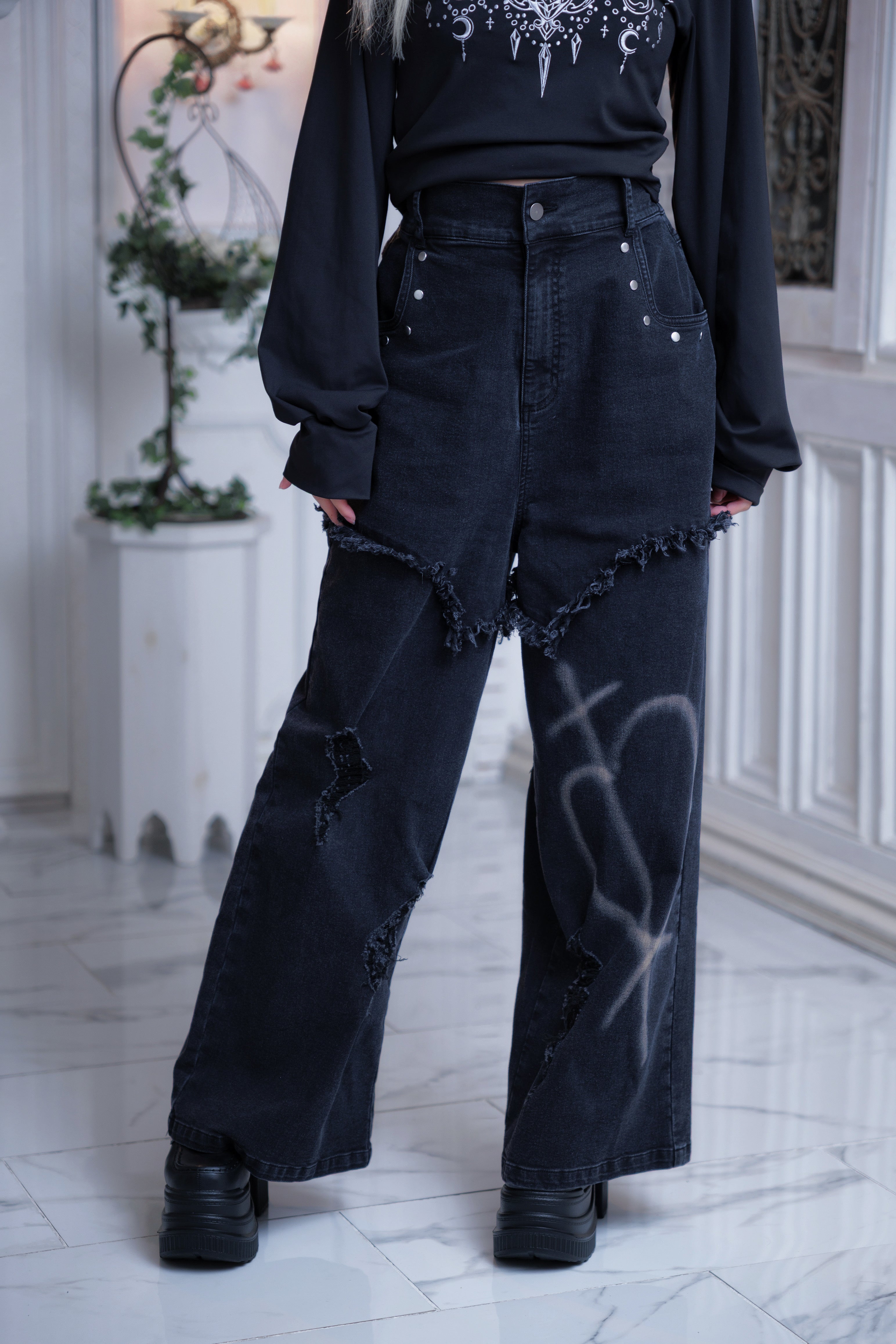 dd paint damage denim black