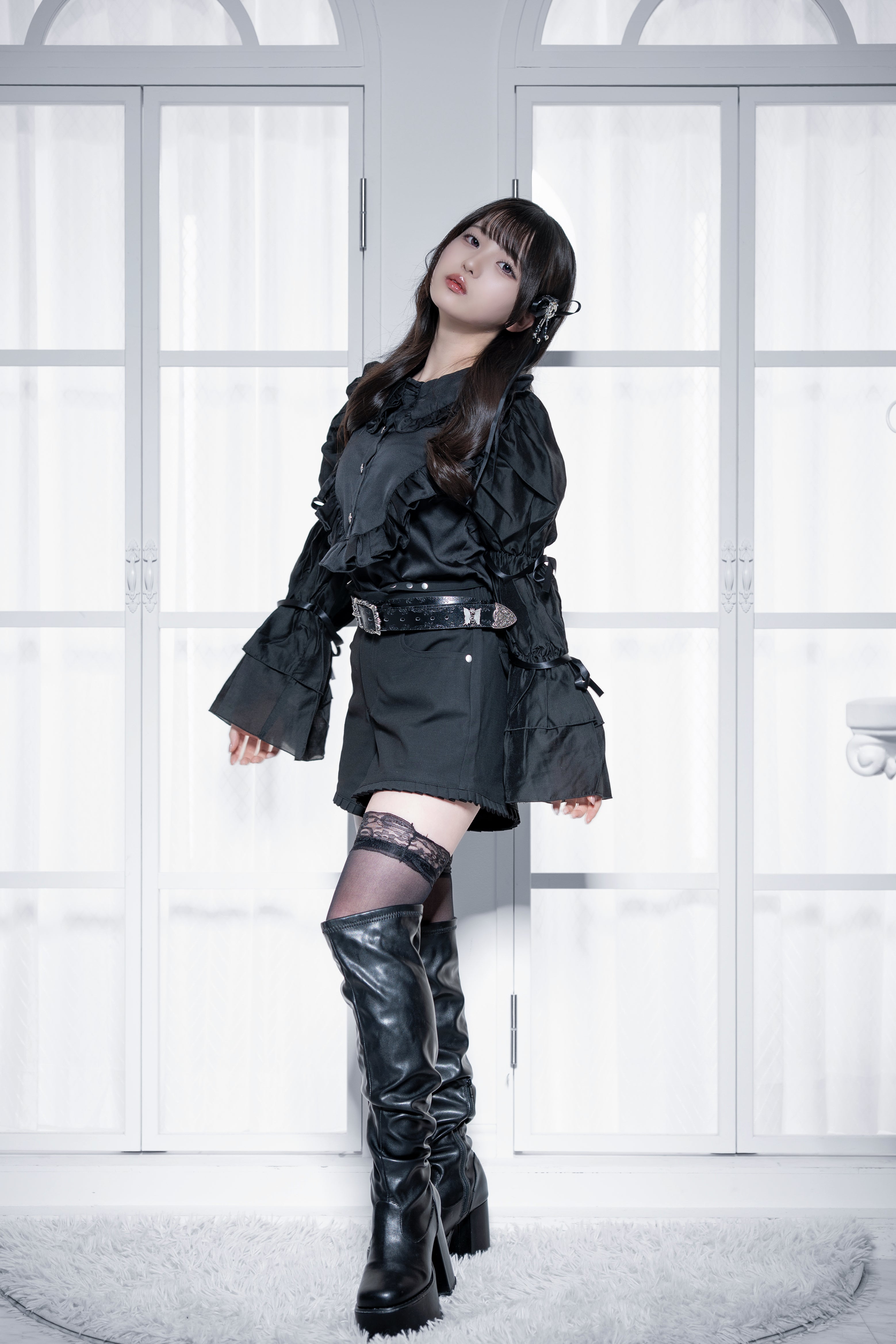 gibous×dependoll butterfly snake studs belt