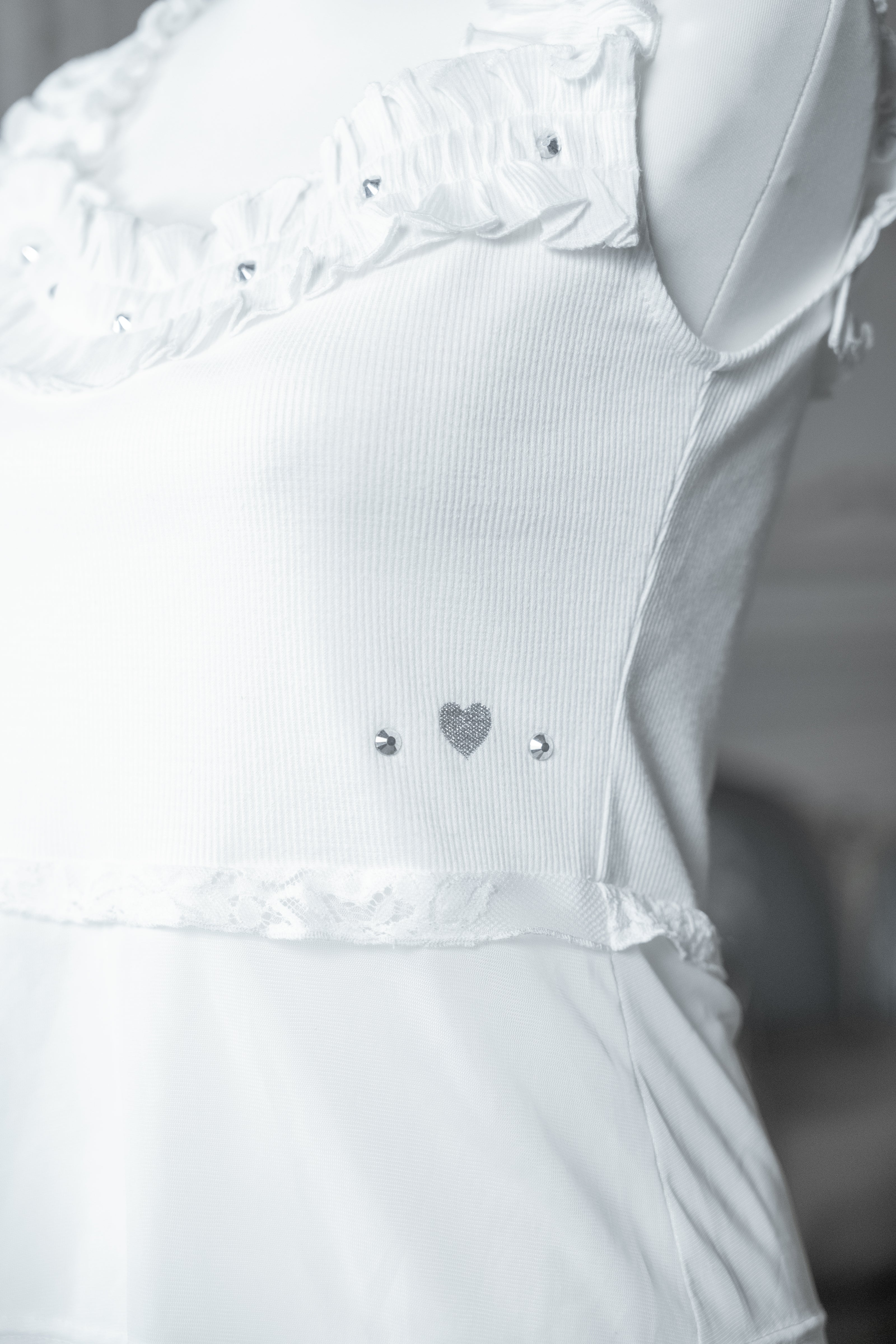 frill sheer camisole white