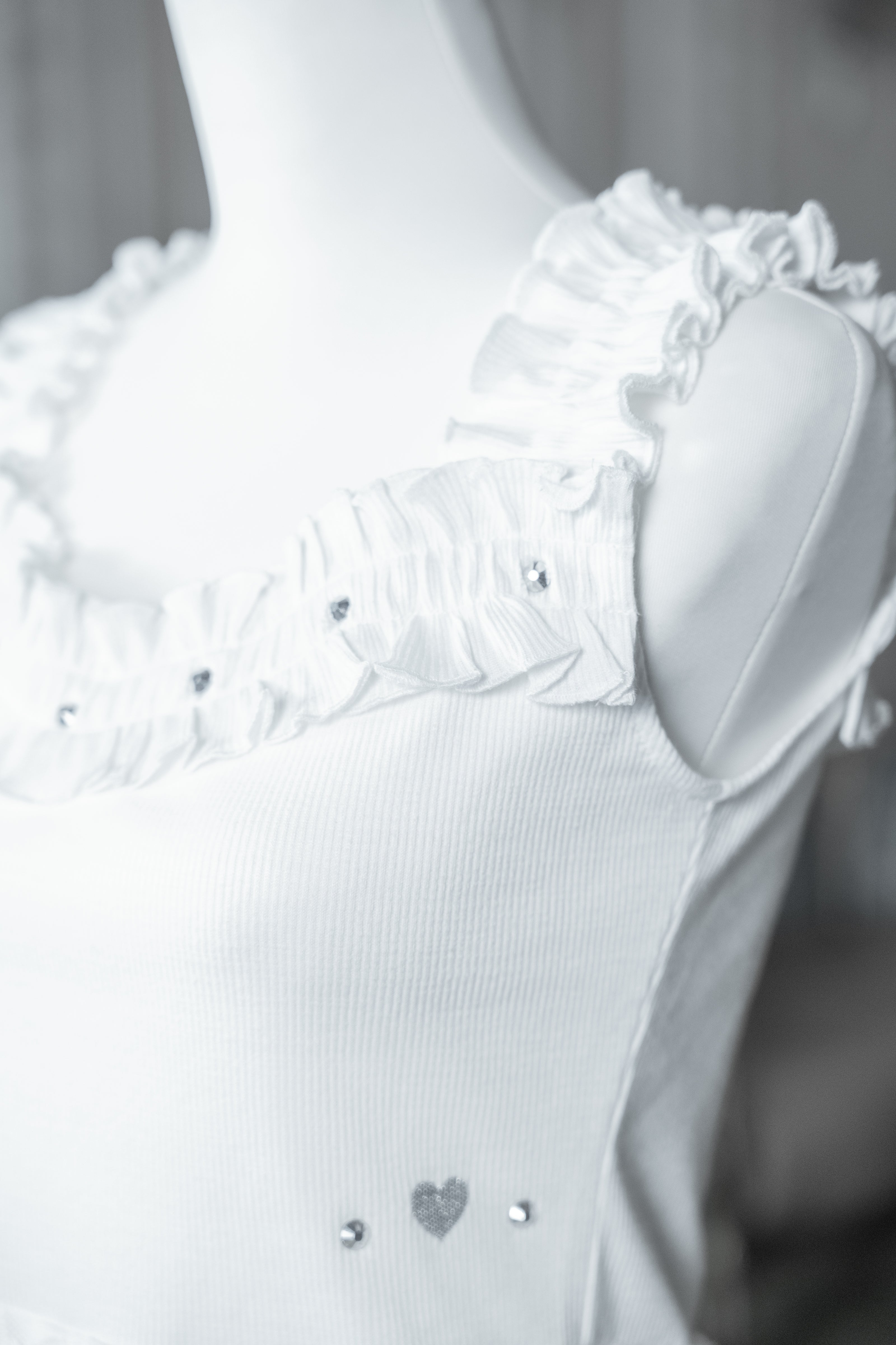 frill sheer camisole white