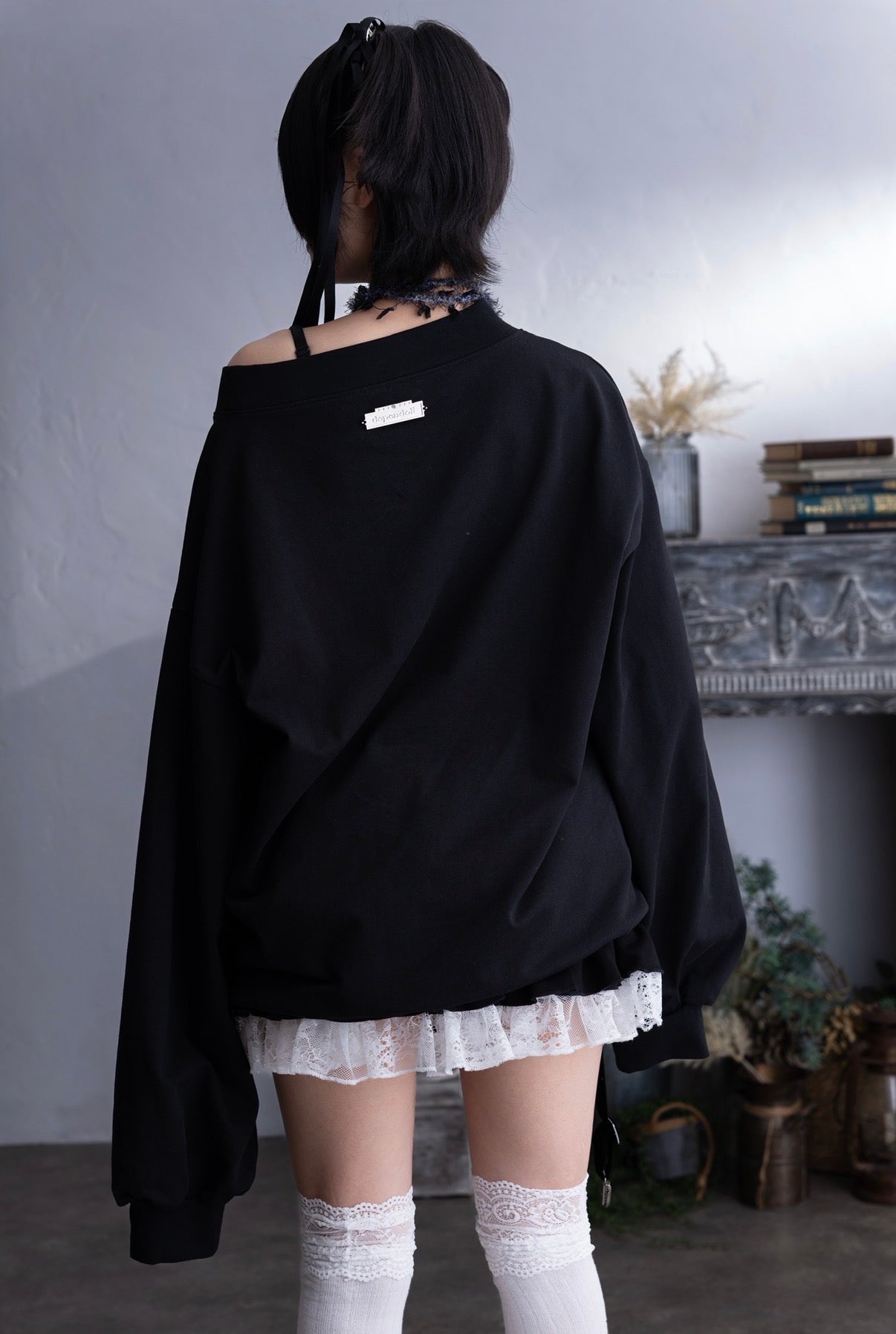doll heart ribbon sweat black