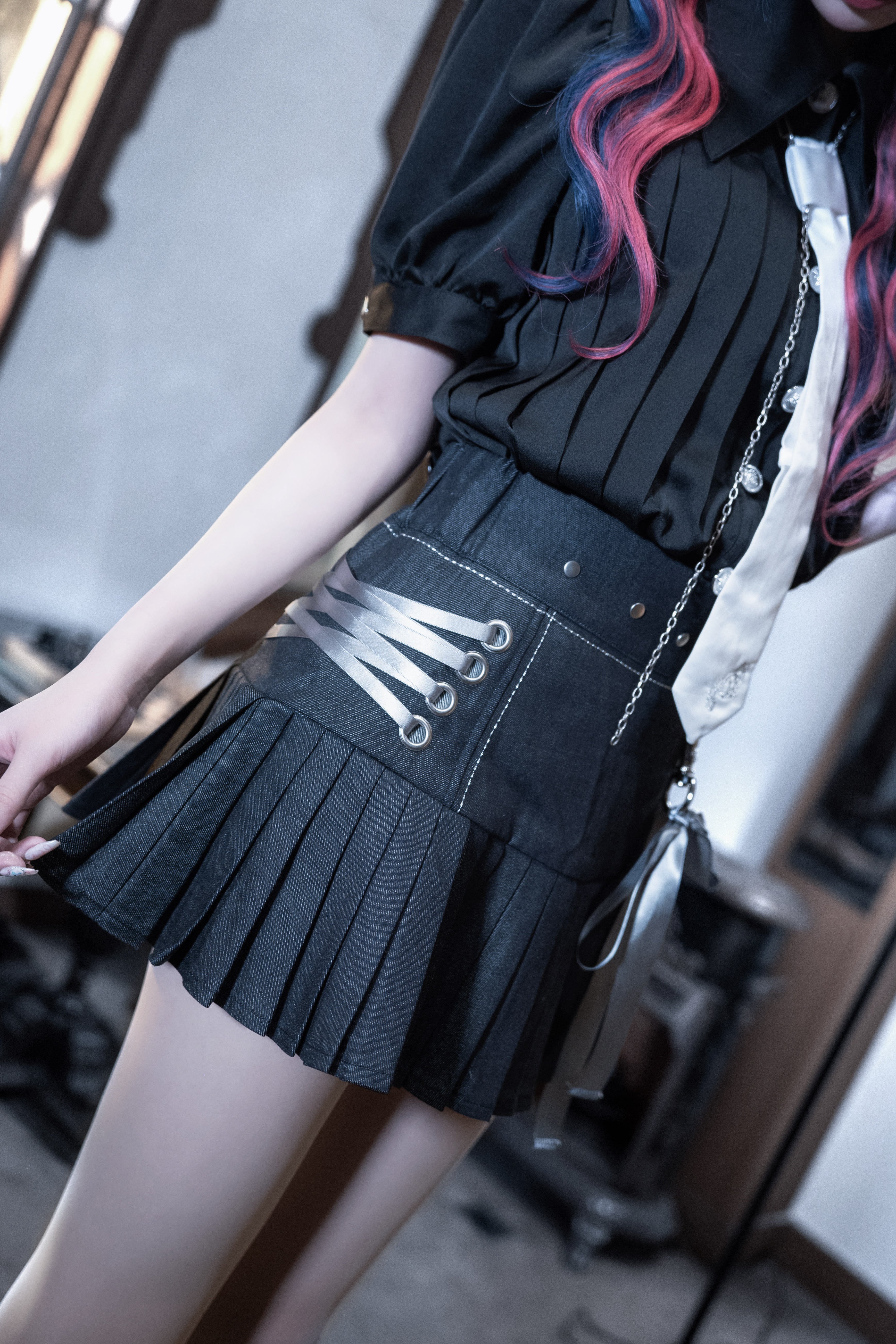 dd stitch pleats skirt