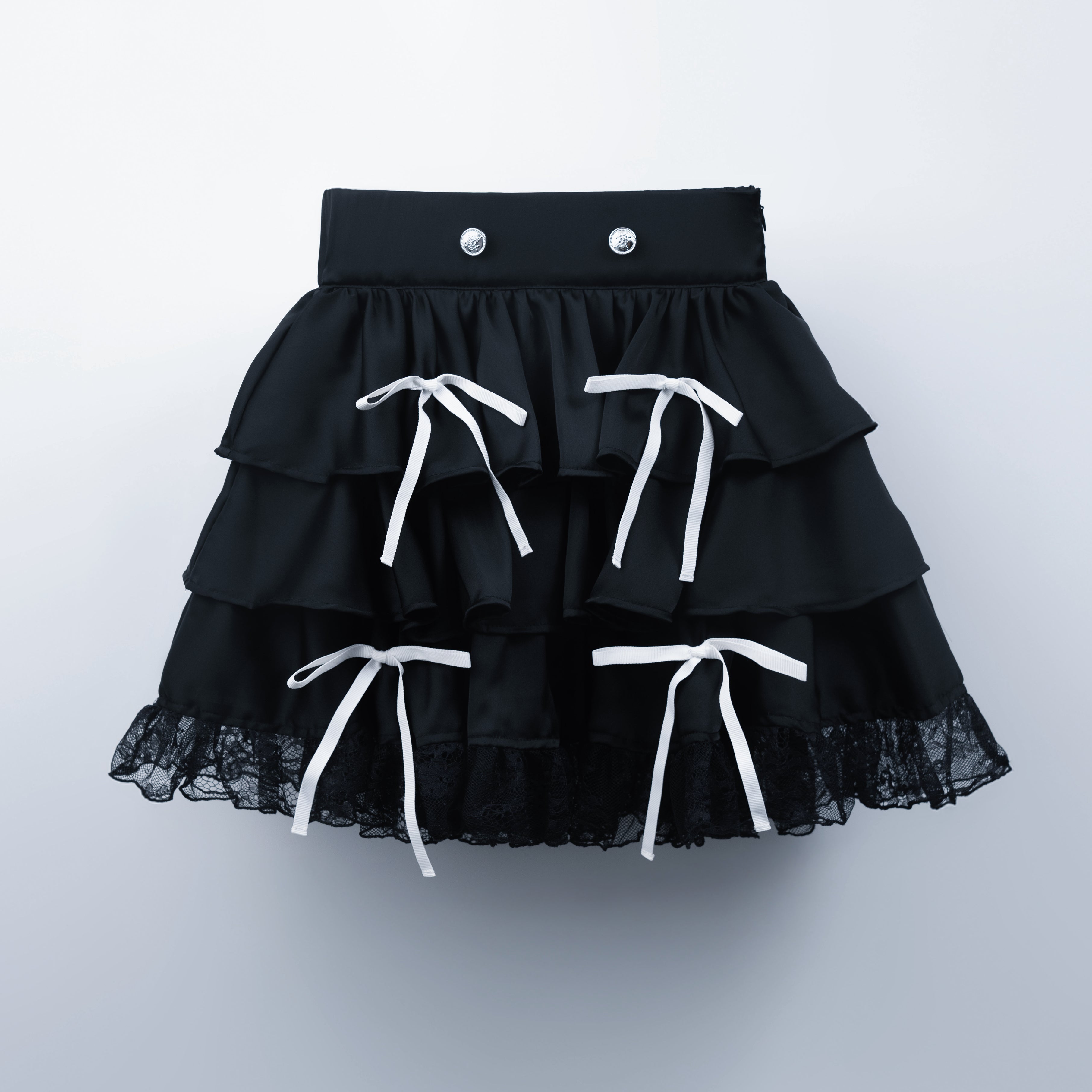 doll button frill skirt black