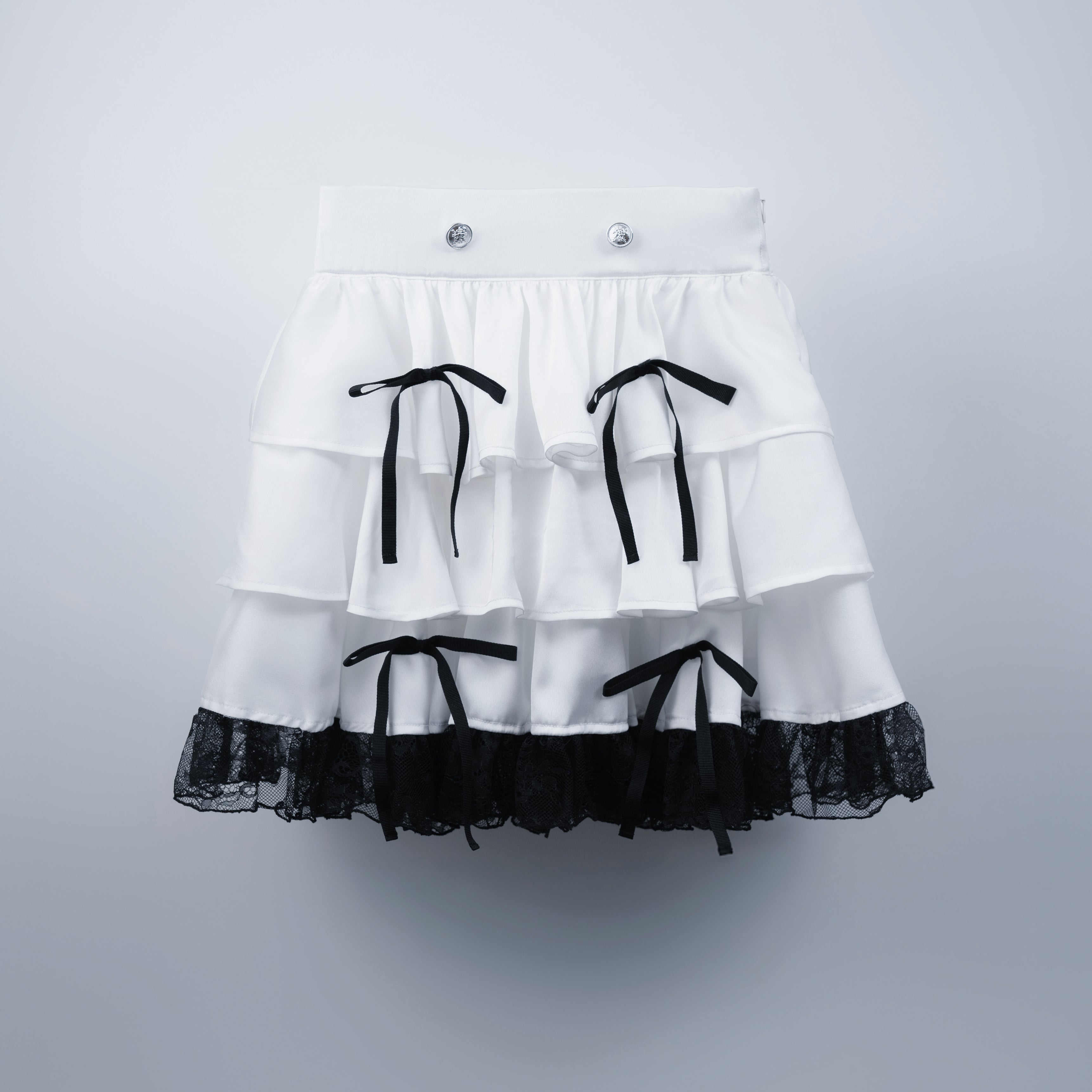 doll button frill skirt white