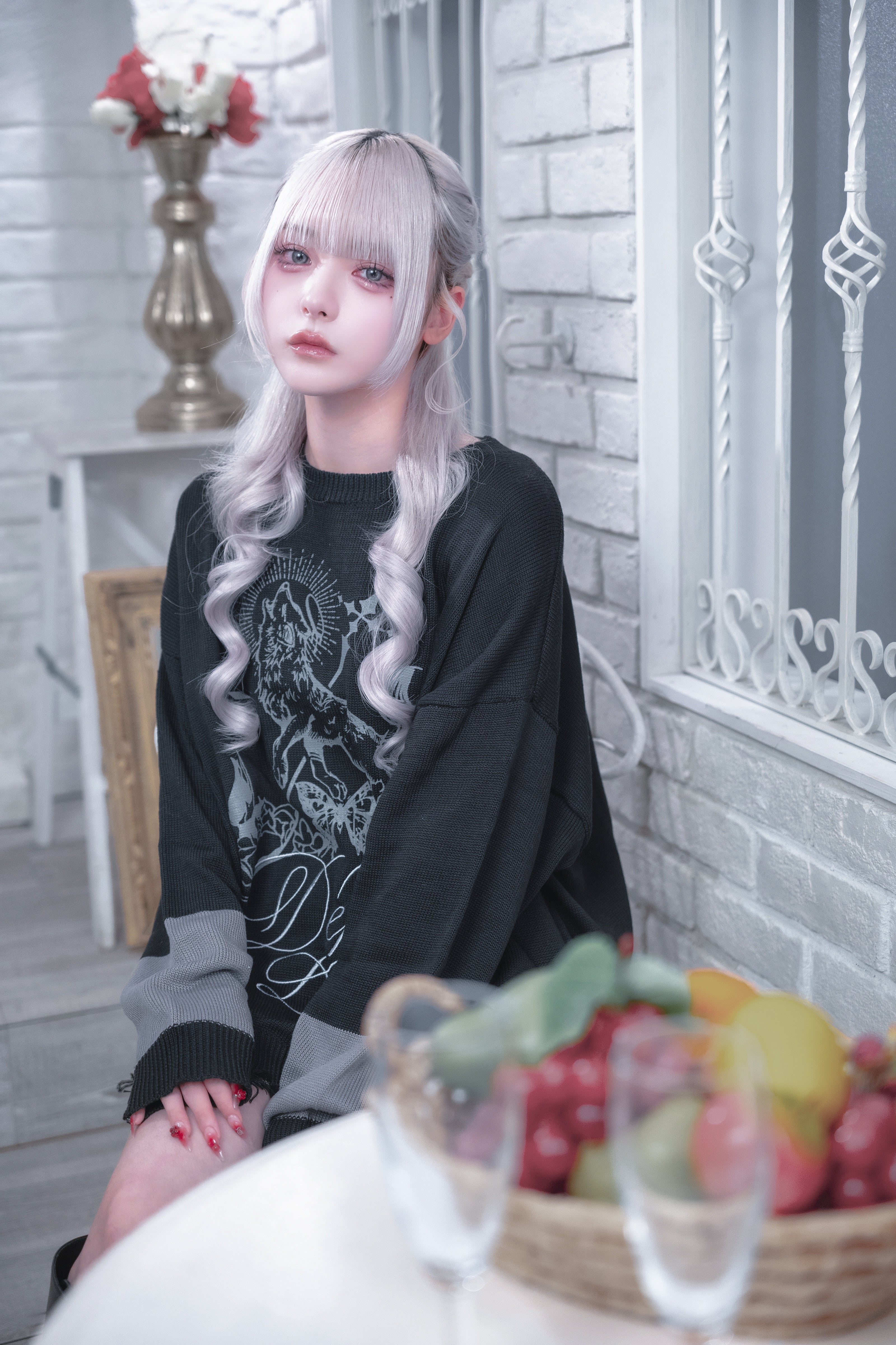 dd wolf knit sweater black