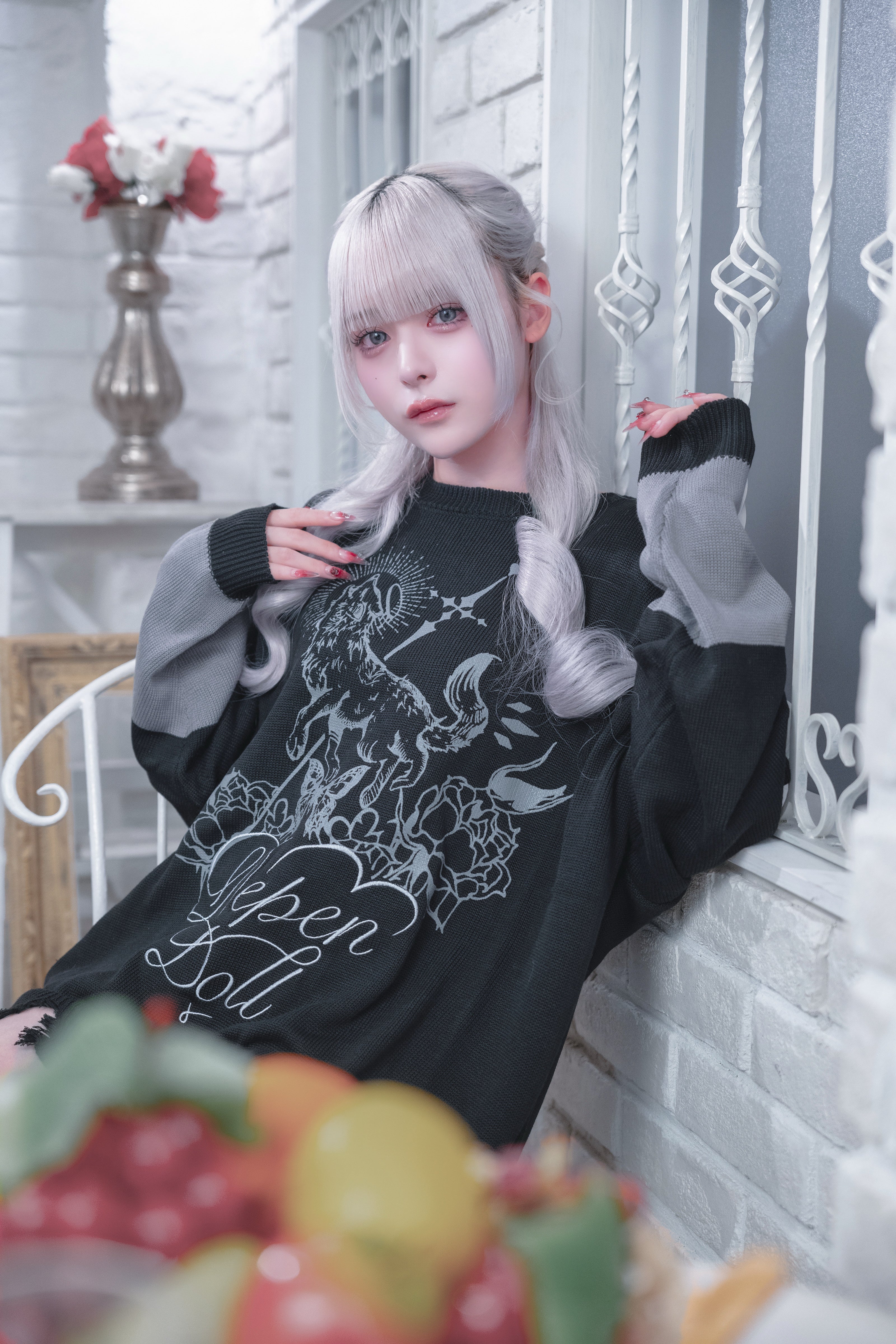 dd wolf knit sweater black