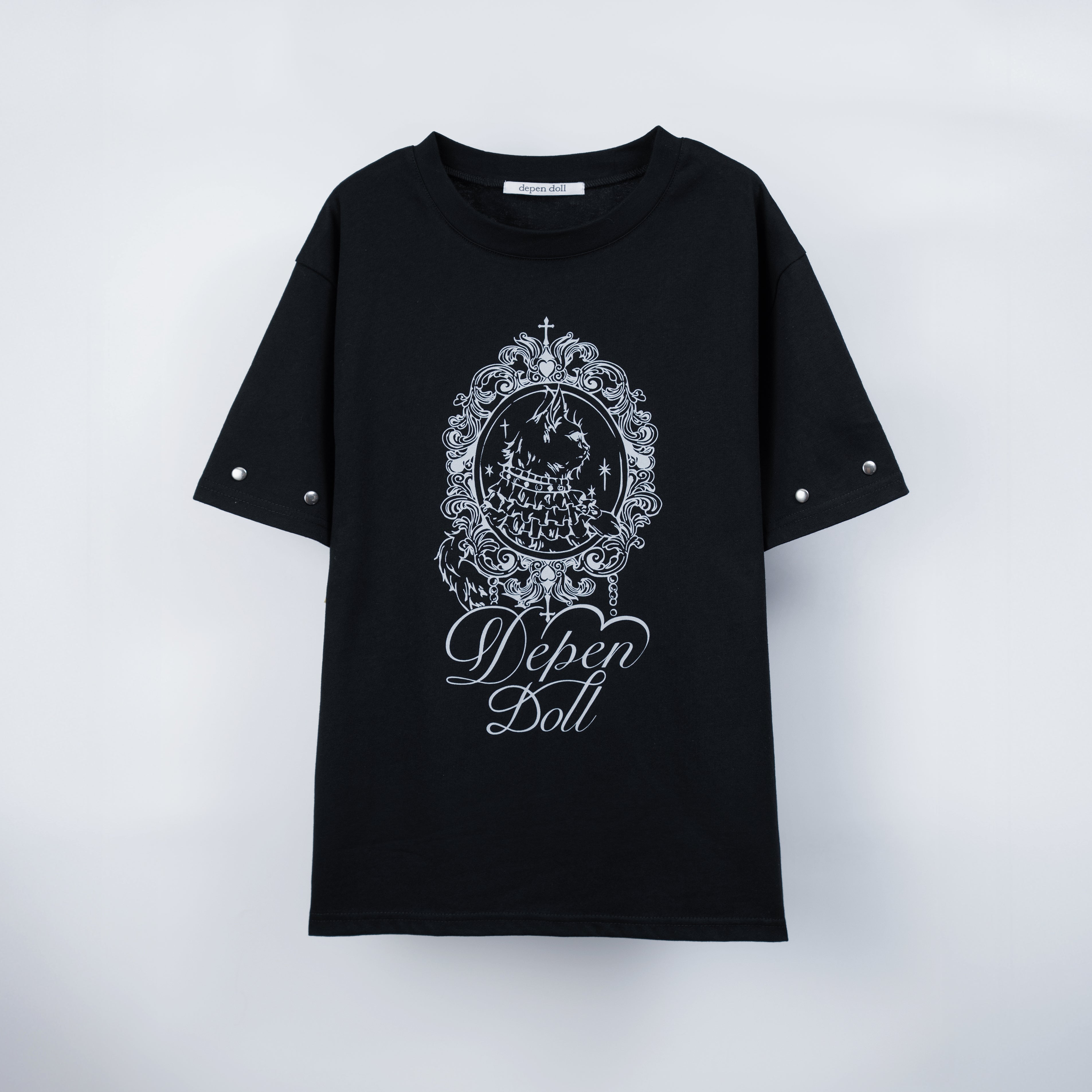 dd cat art studs Tee black