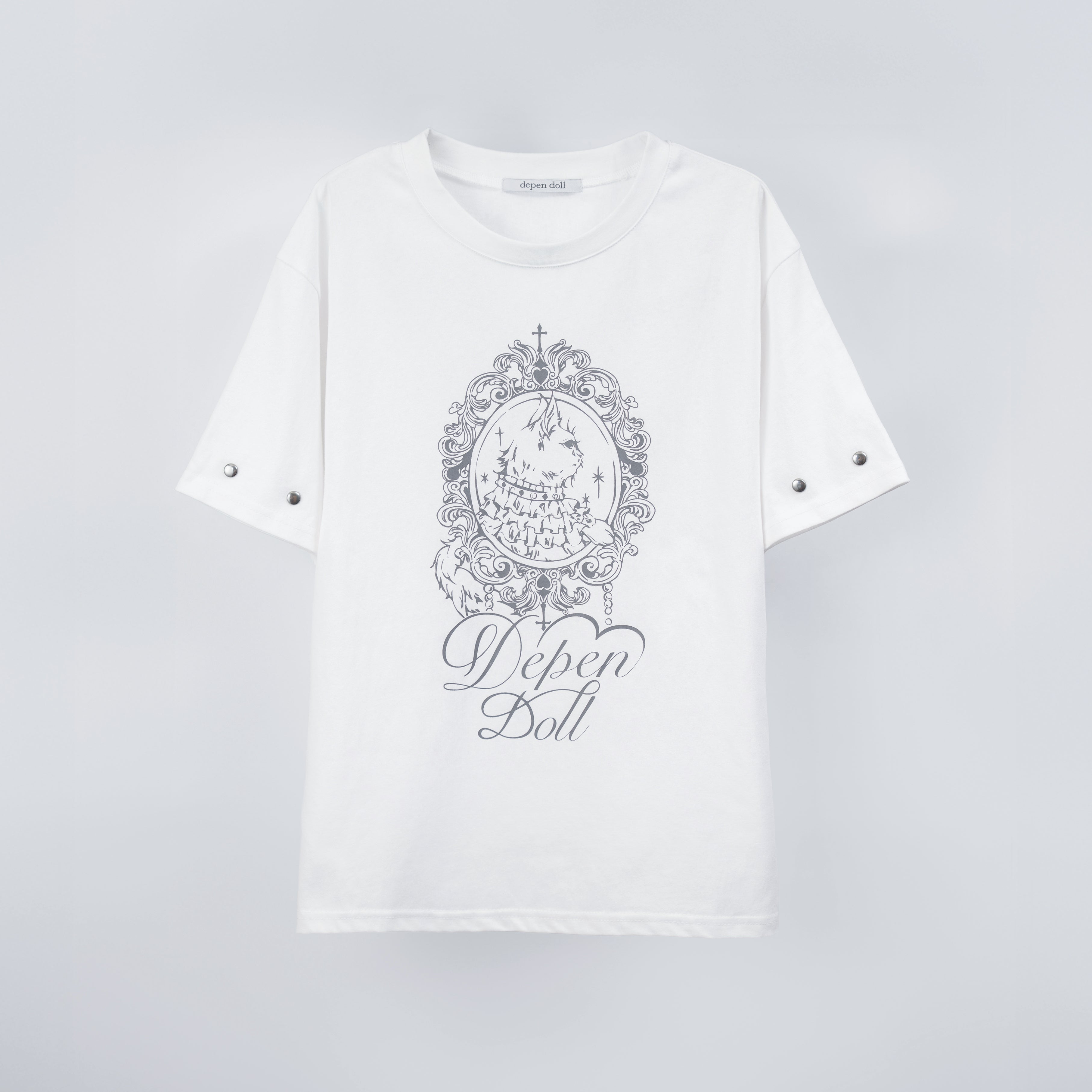 dd cat art studs Tee white