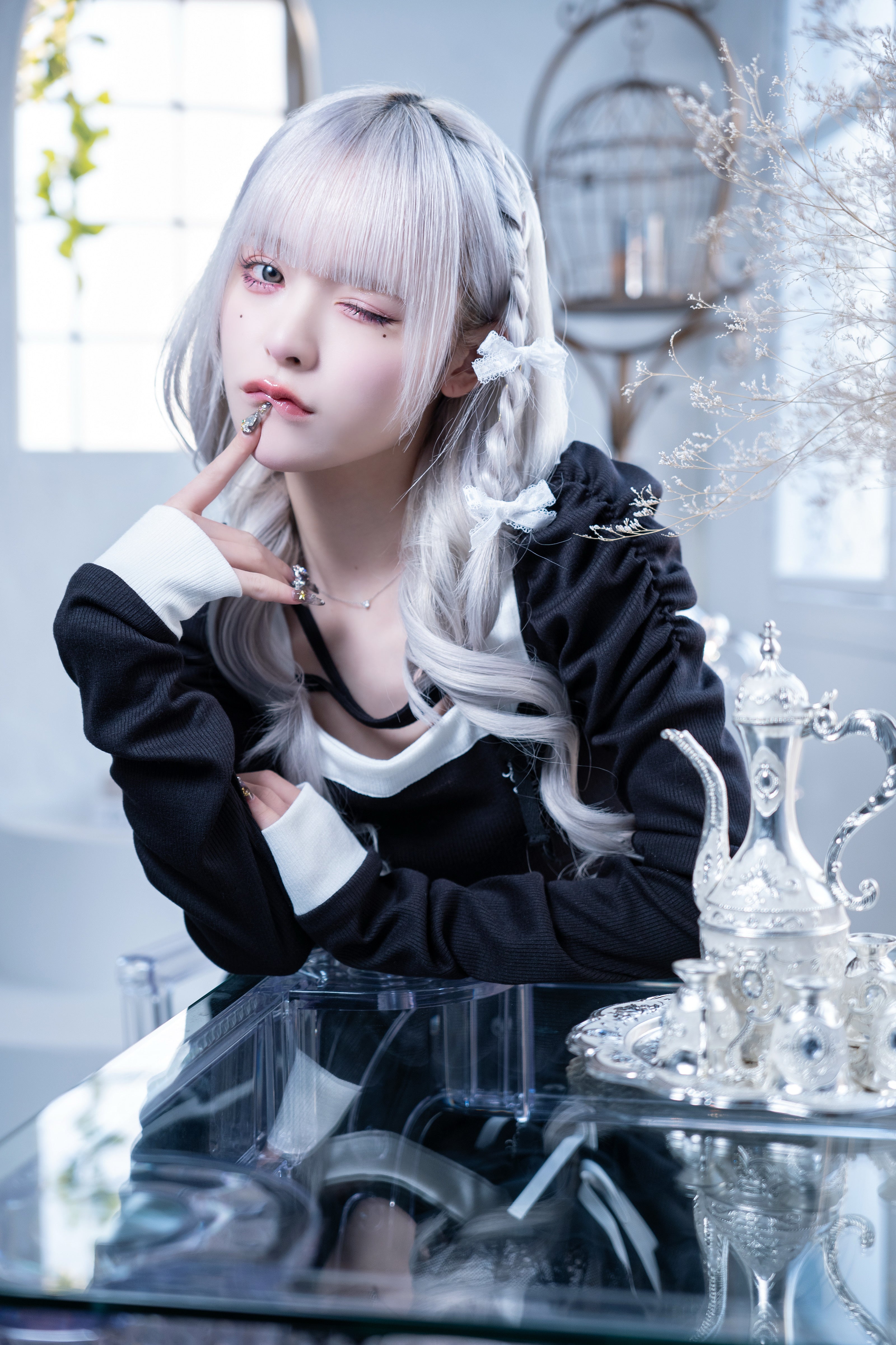 back ribbon doll knit black