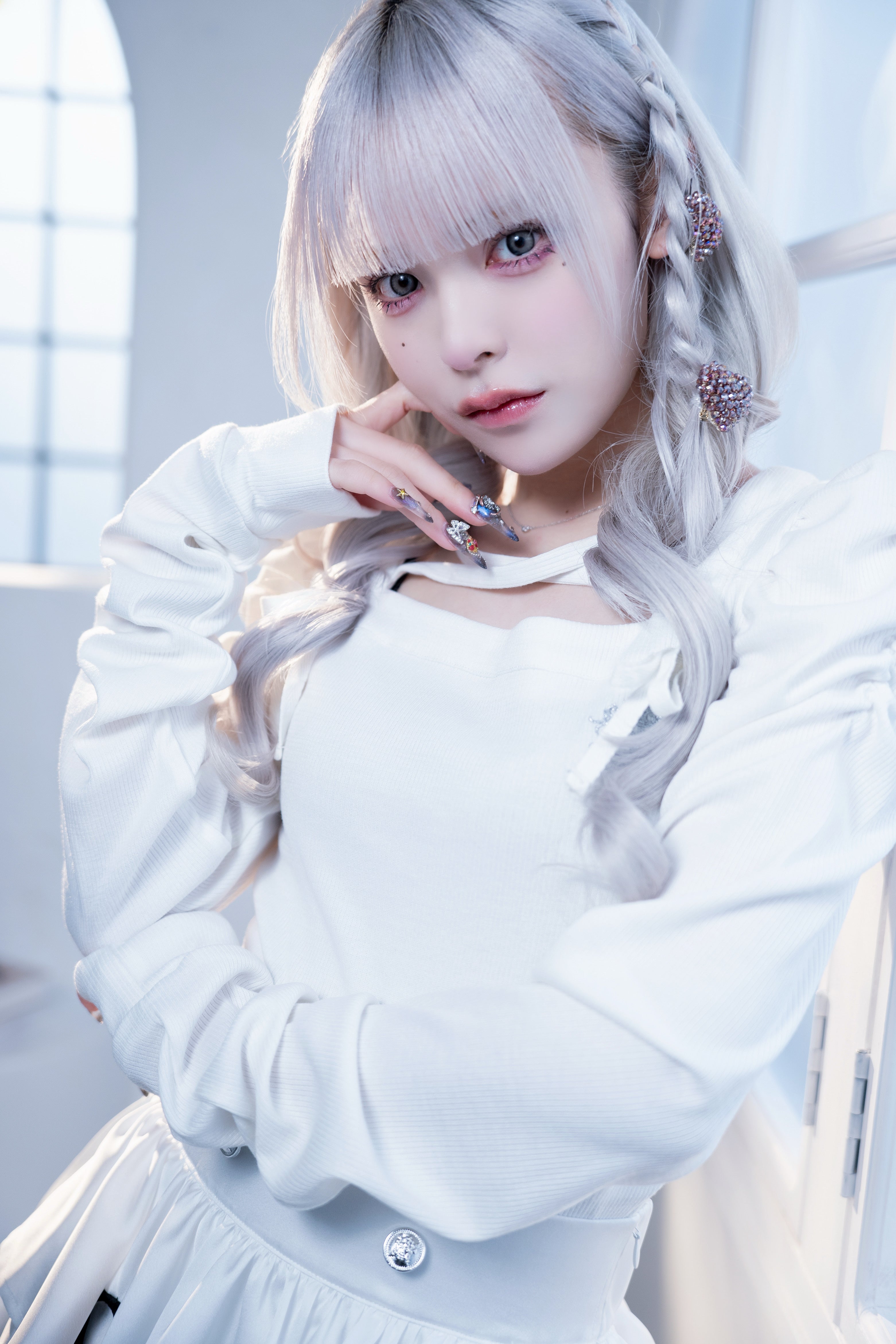 back ribbon doll knit white