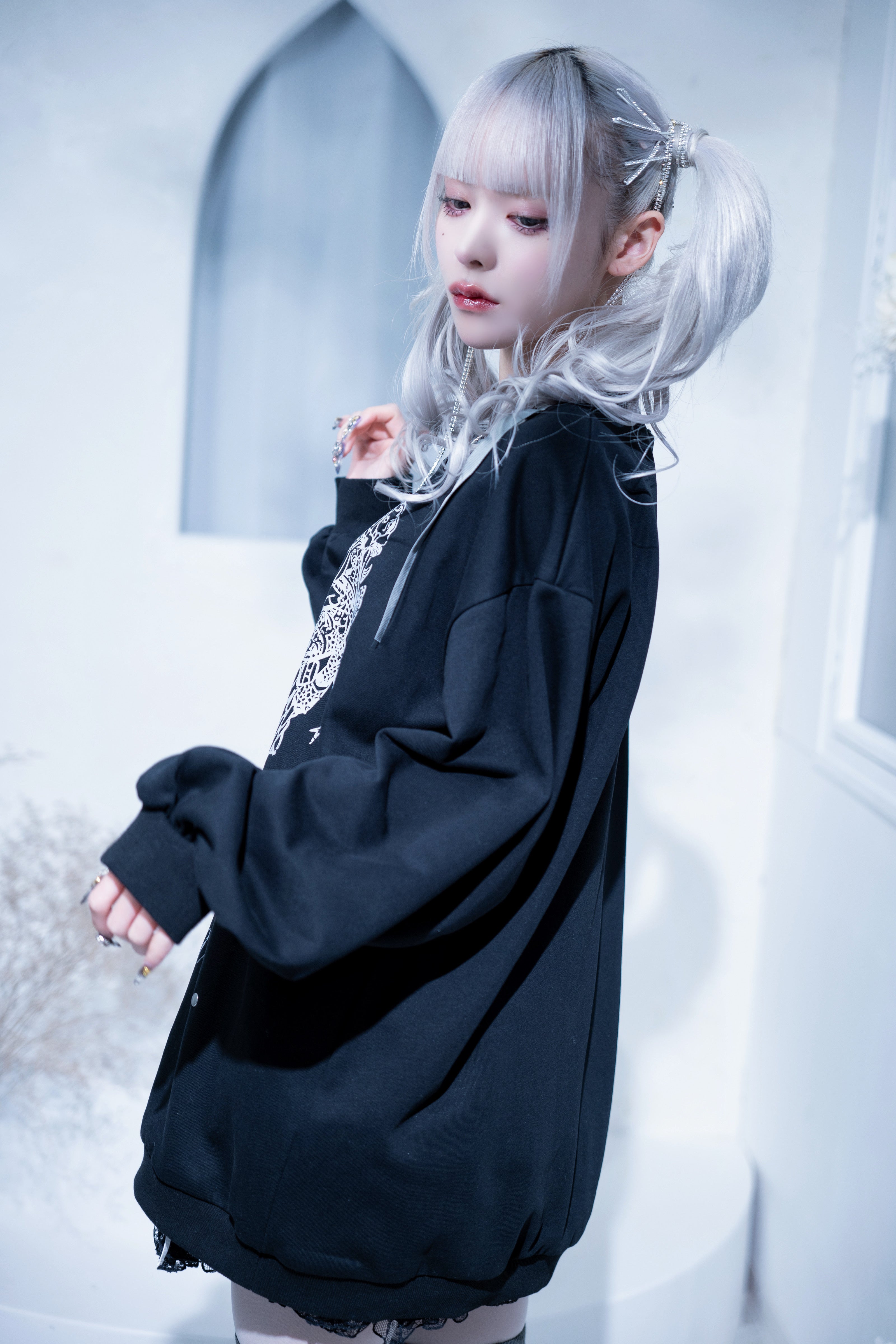 doll cat ribon sweat black