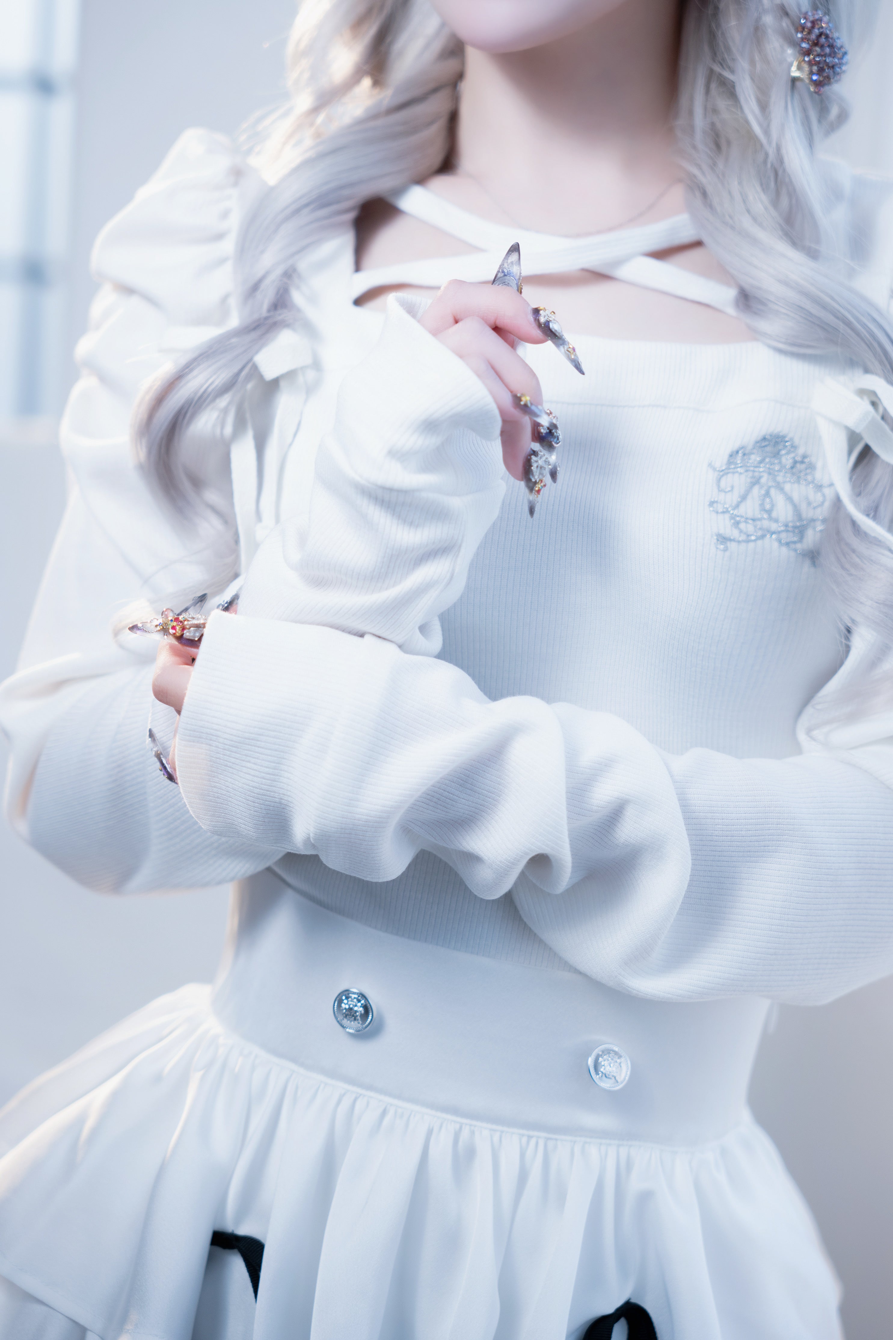 back ribbon doll knit white