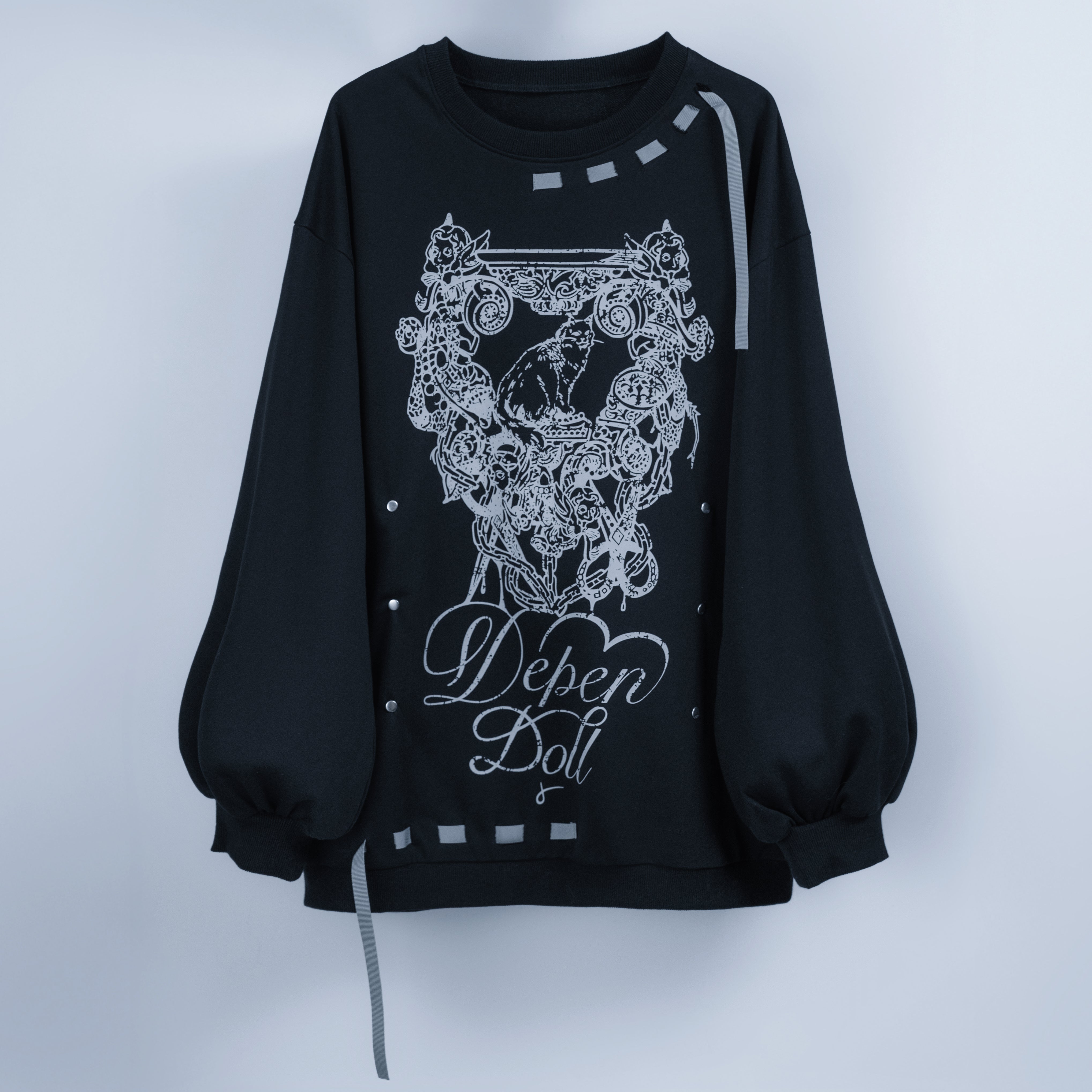 doll cat ribon sweat black