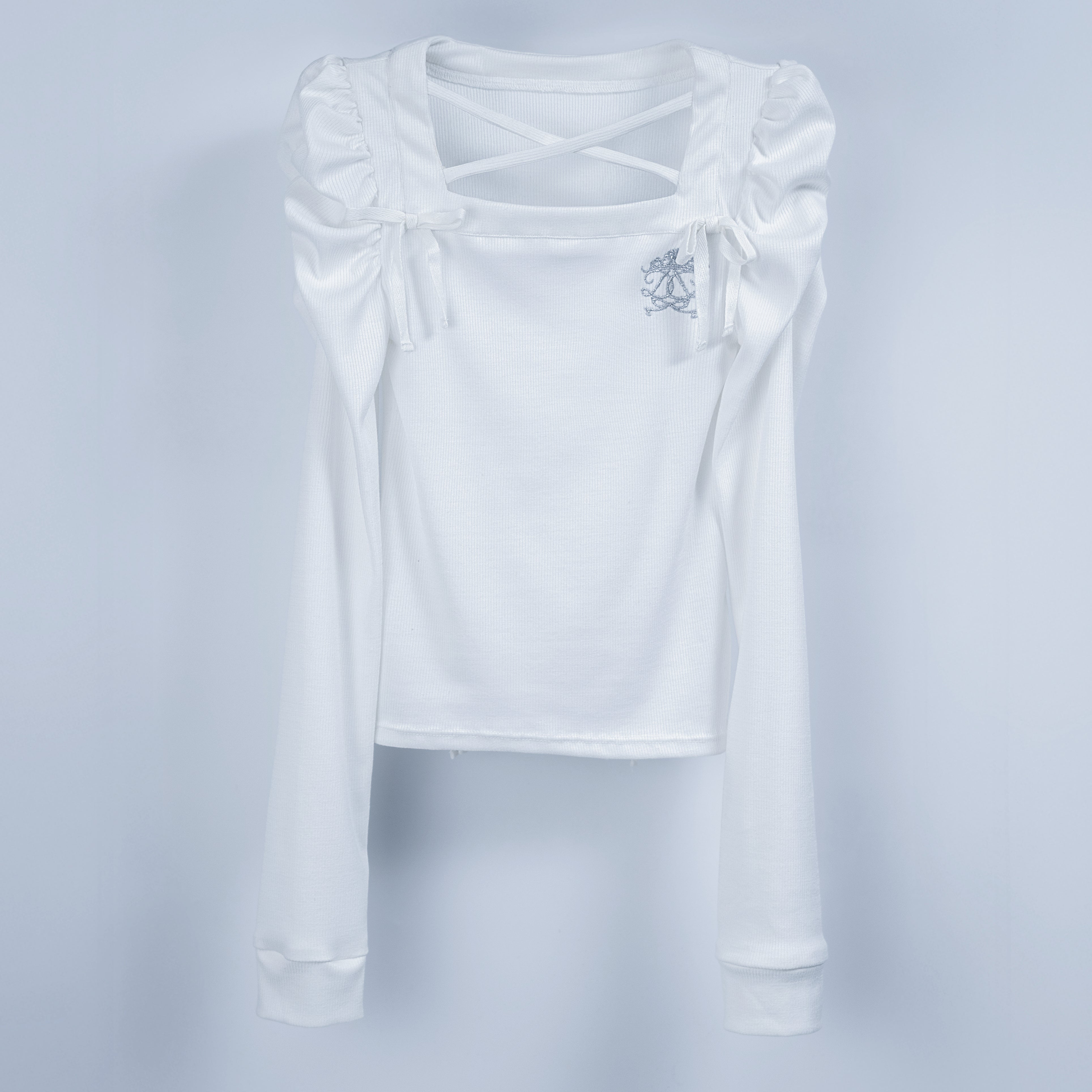 back ribbon doll knit white