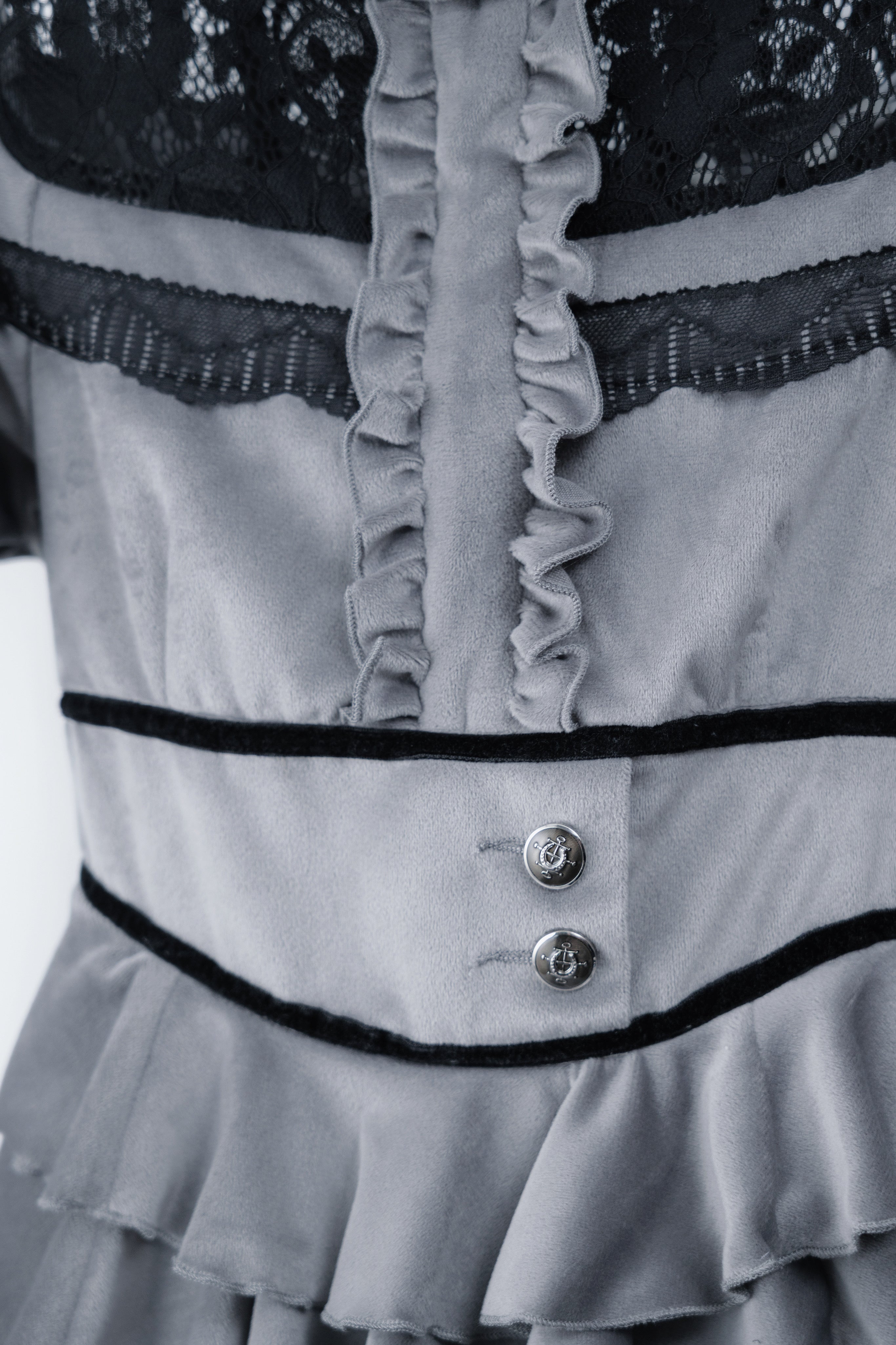 velours puff lace onepiece gray