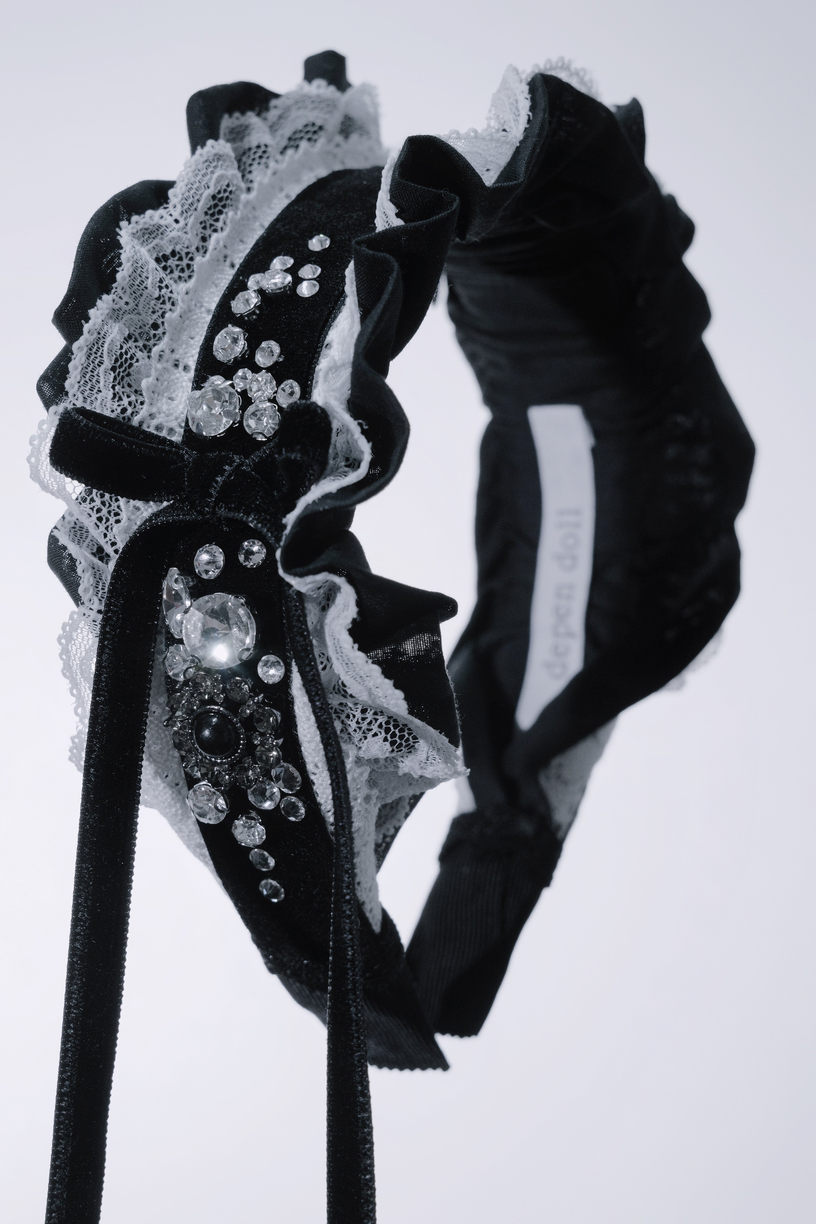 crystal doll headband black