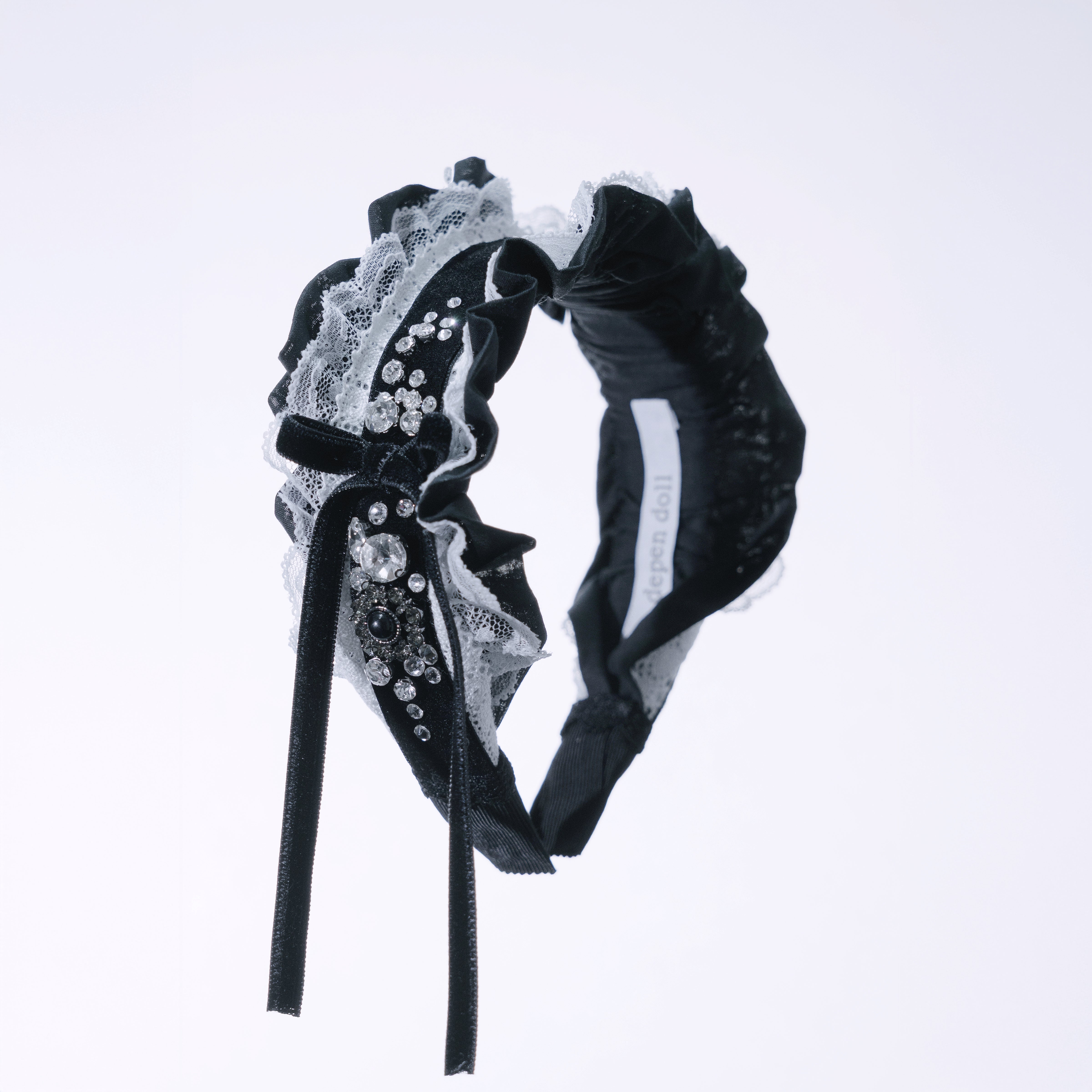 crystal doll headband black