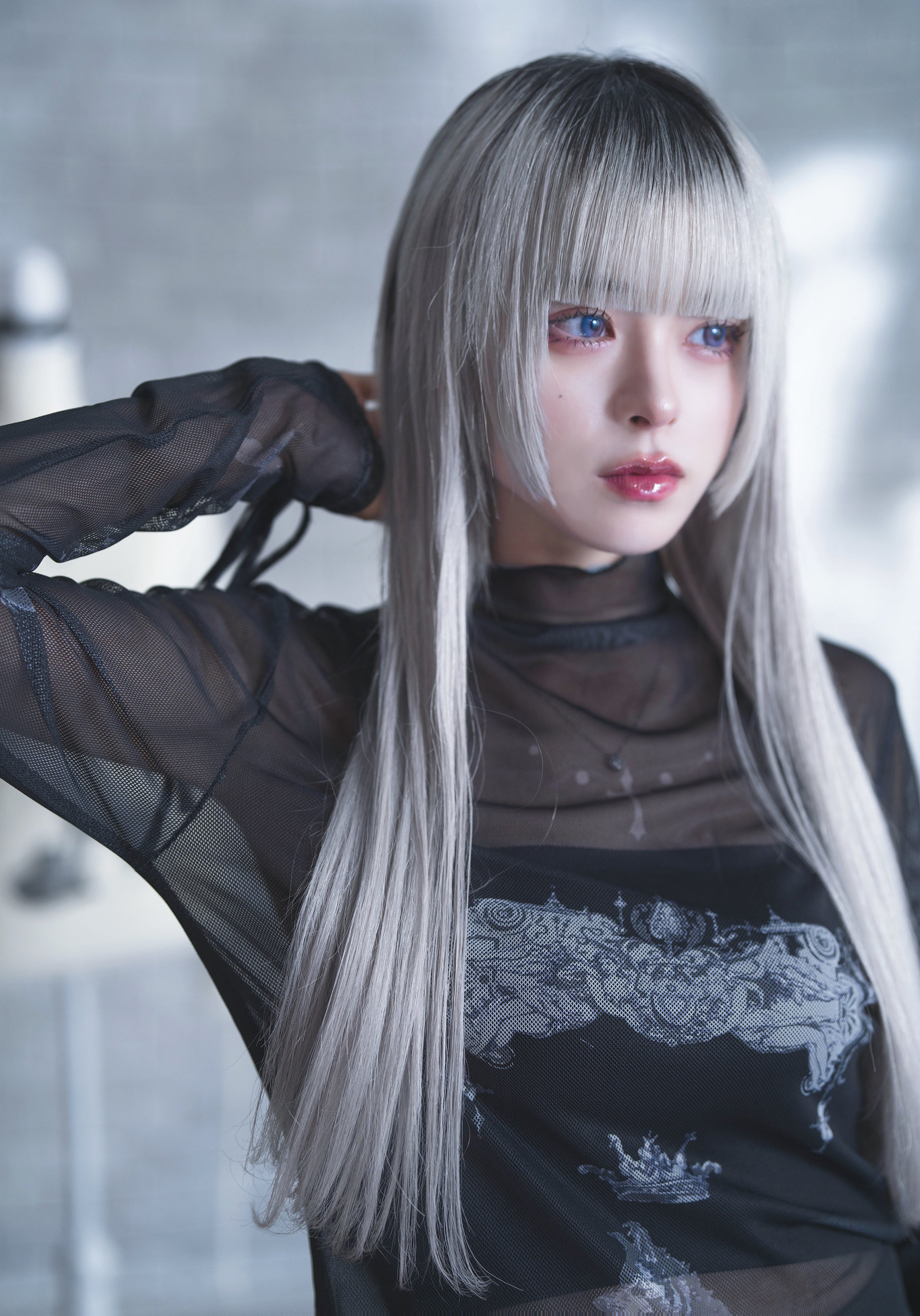 tatoo sheer tops black