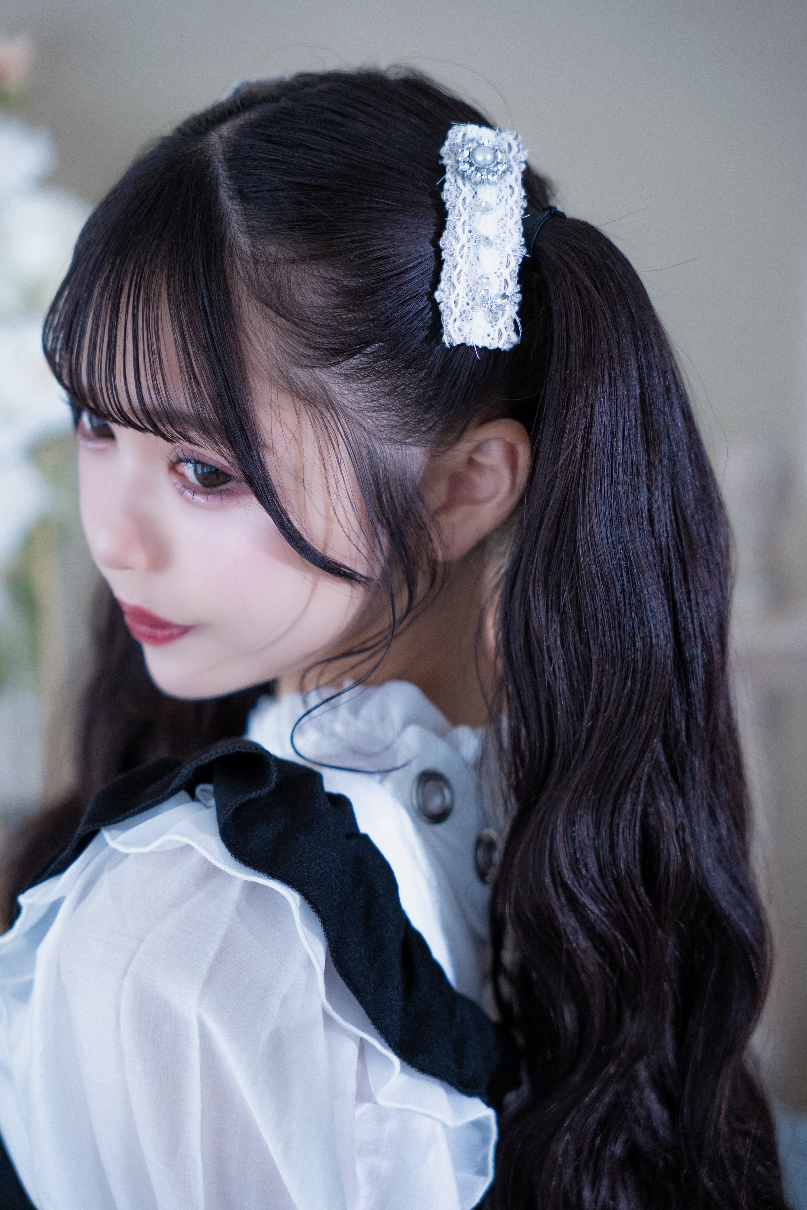 doll hair clip -Elysian- white