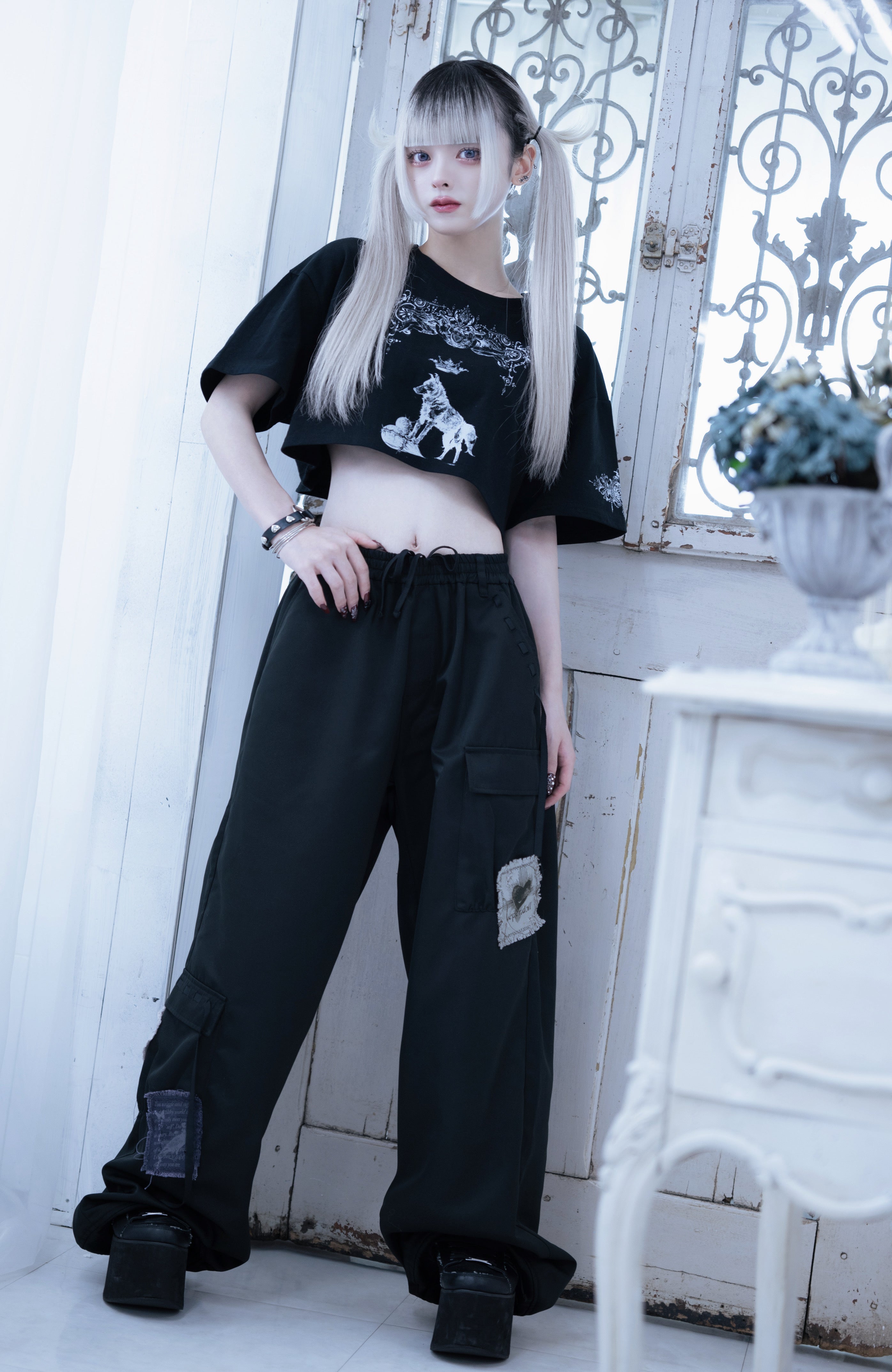 dd patchwork cargo pants black