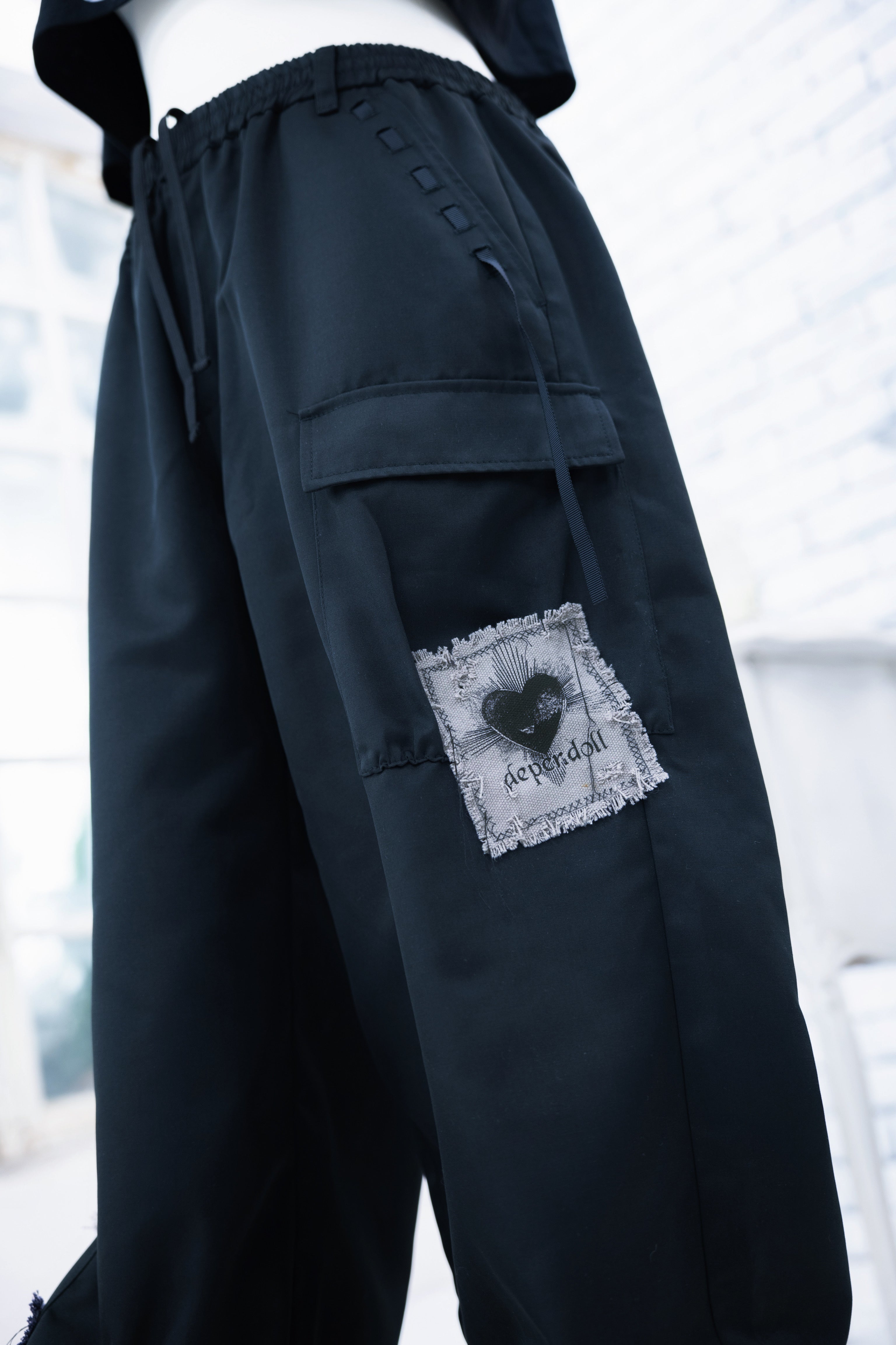 dd patchwork cargo pants black