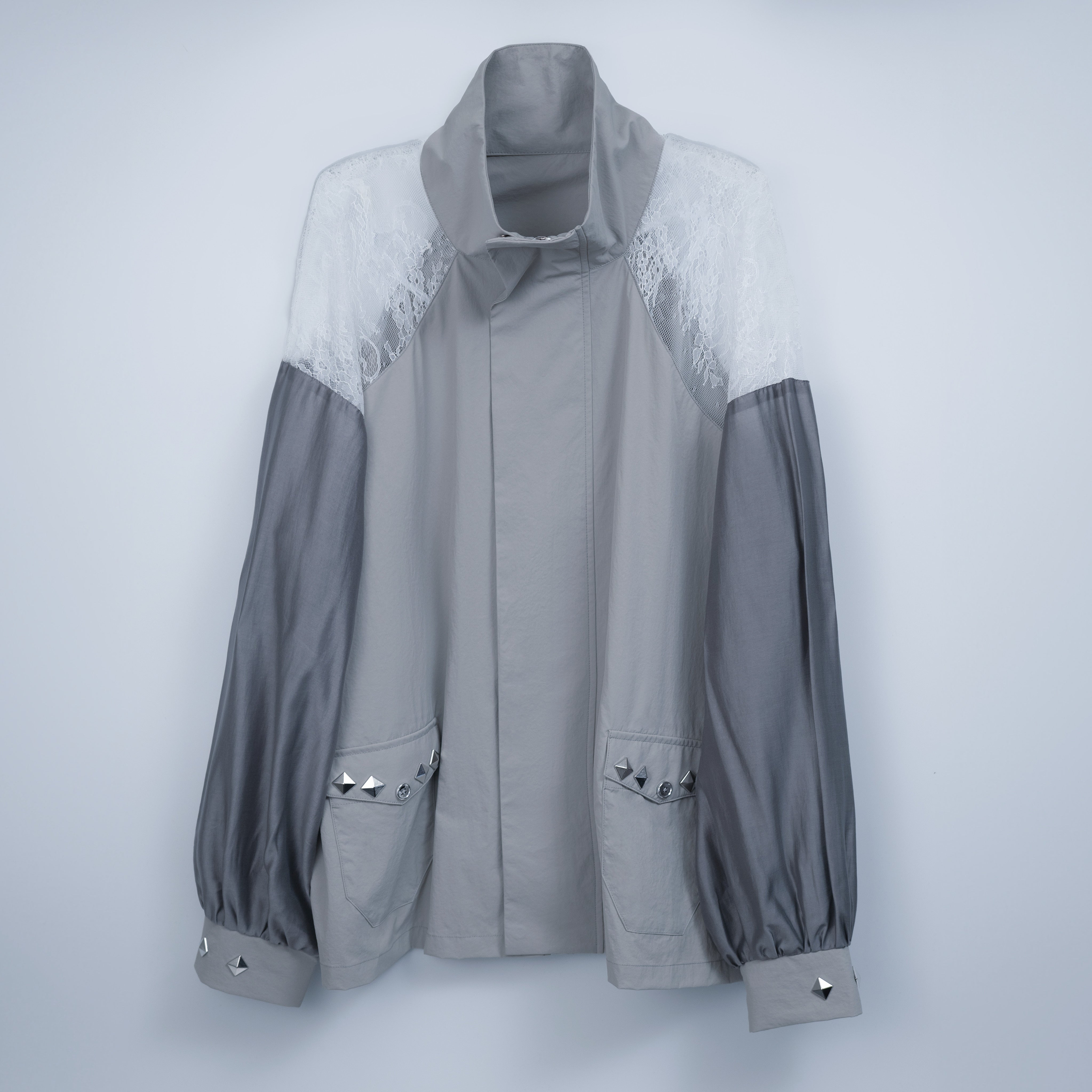 dd sheer lace blouson light gray