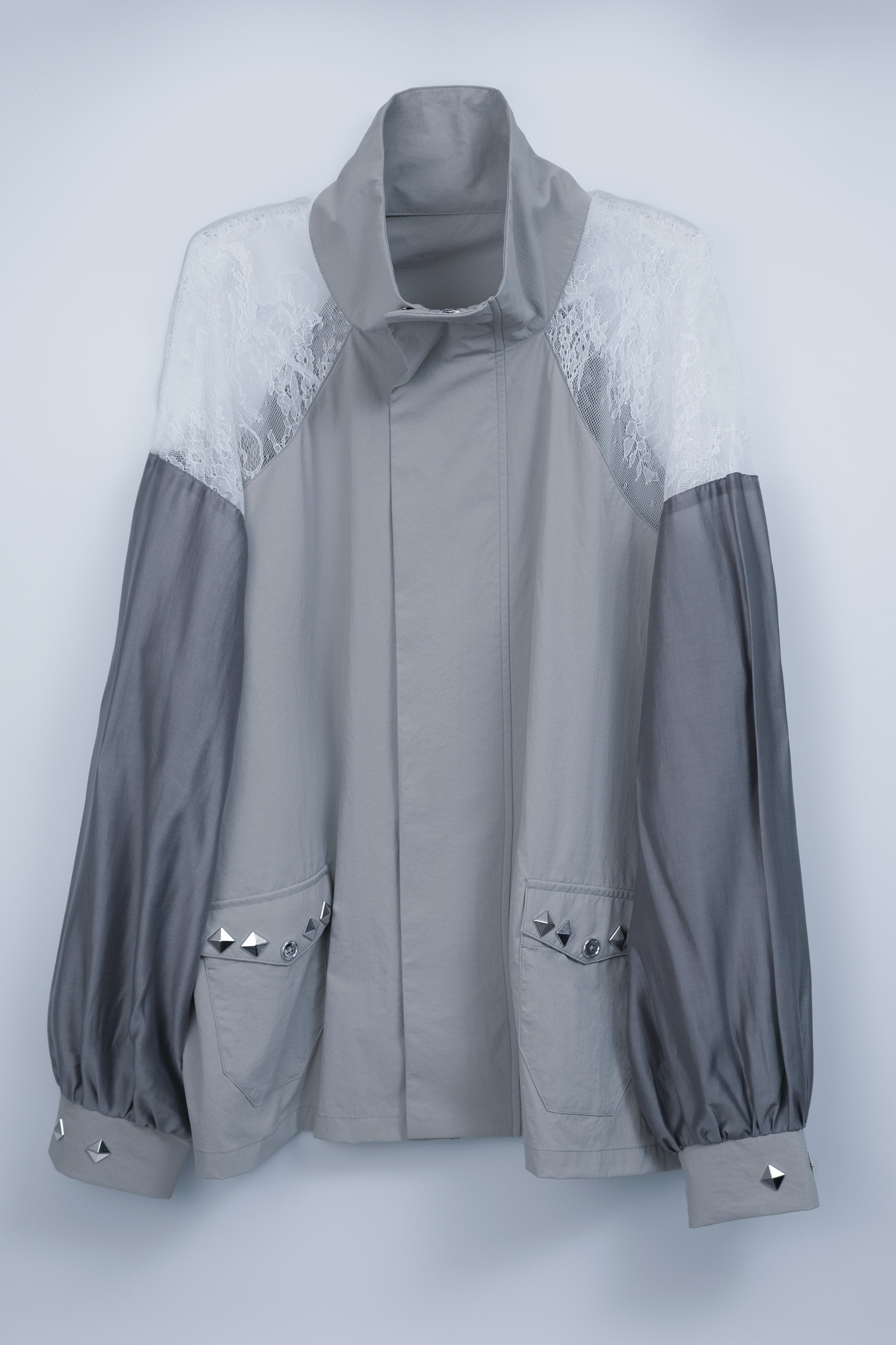 dd sheer lace blouson light gray