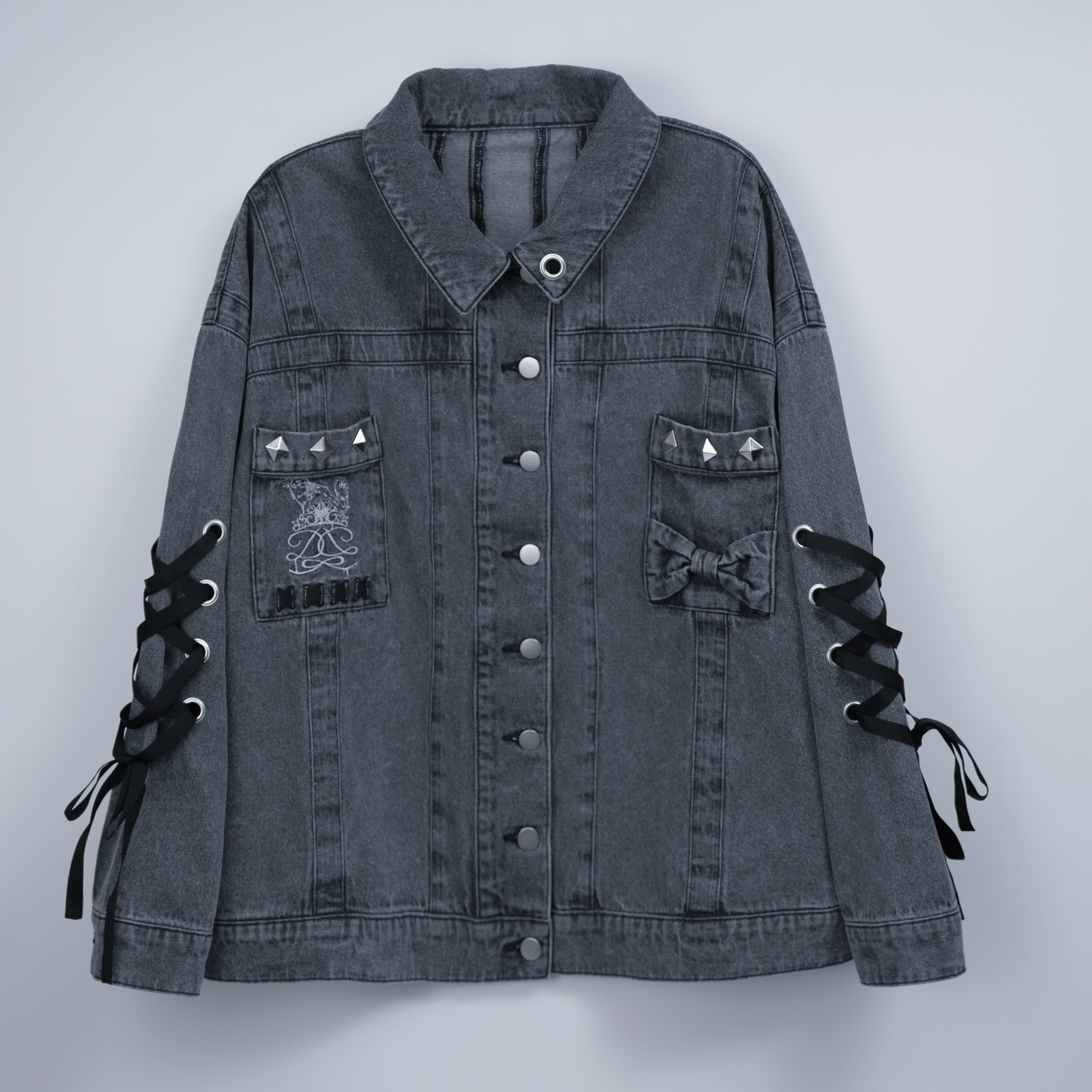 dd denim ribbon jacket black