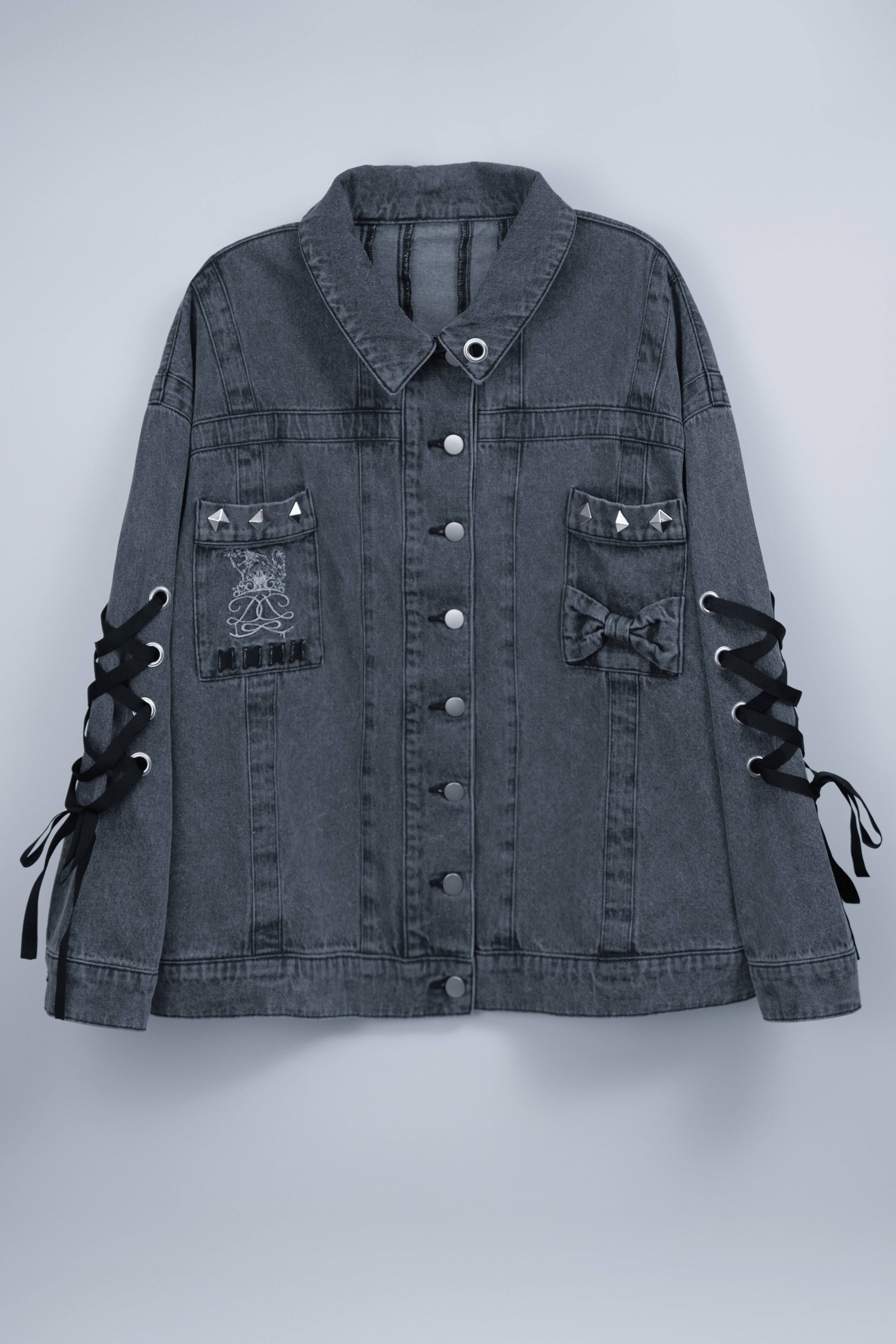 dd denim ribbon jacket black
