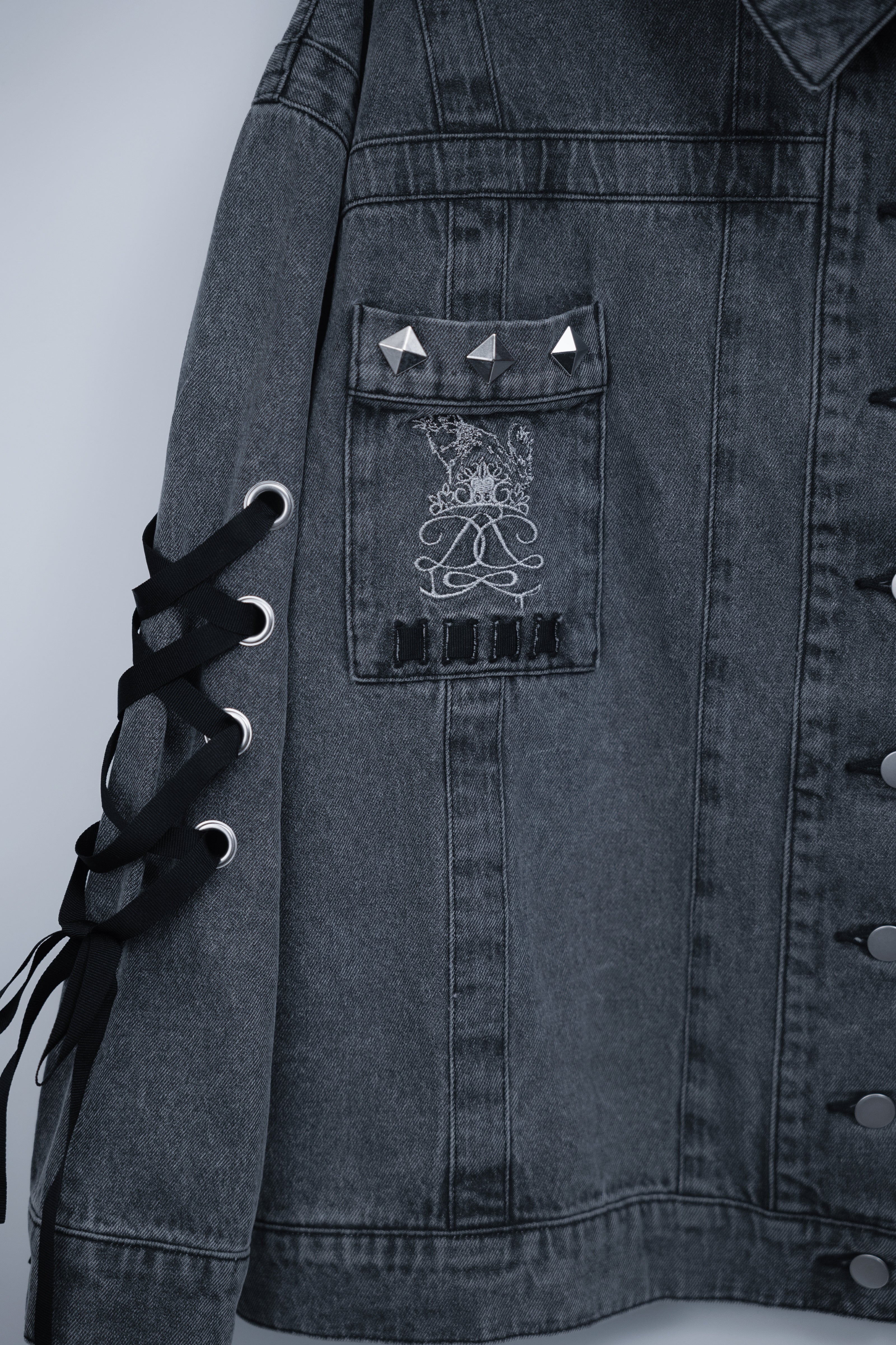 dd denim ribbon jacket black