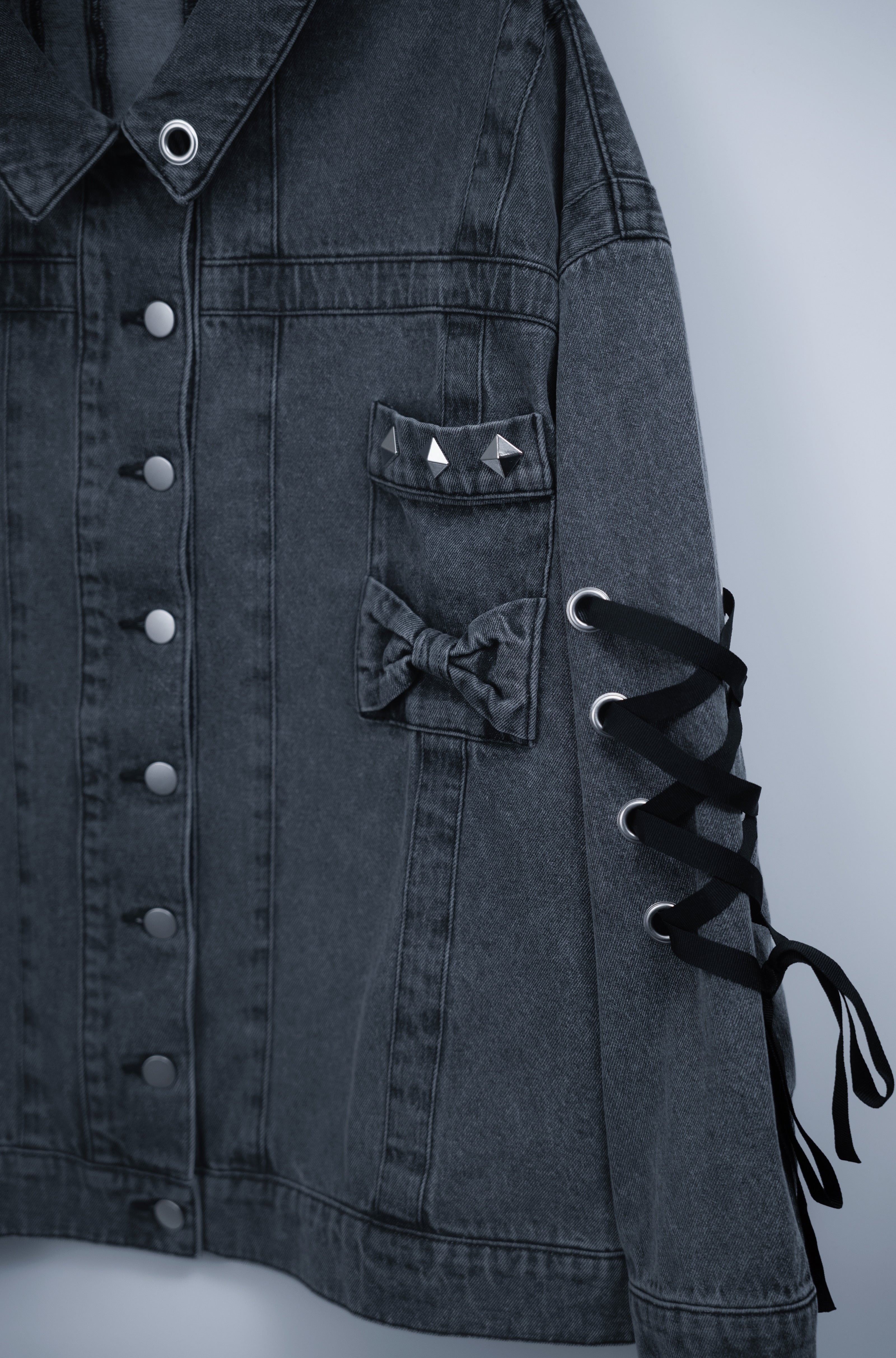 dd denim ribbon jacket black