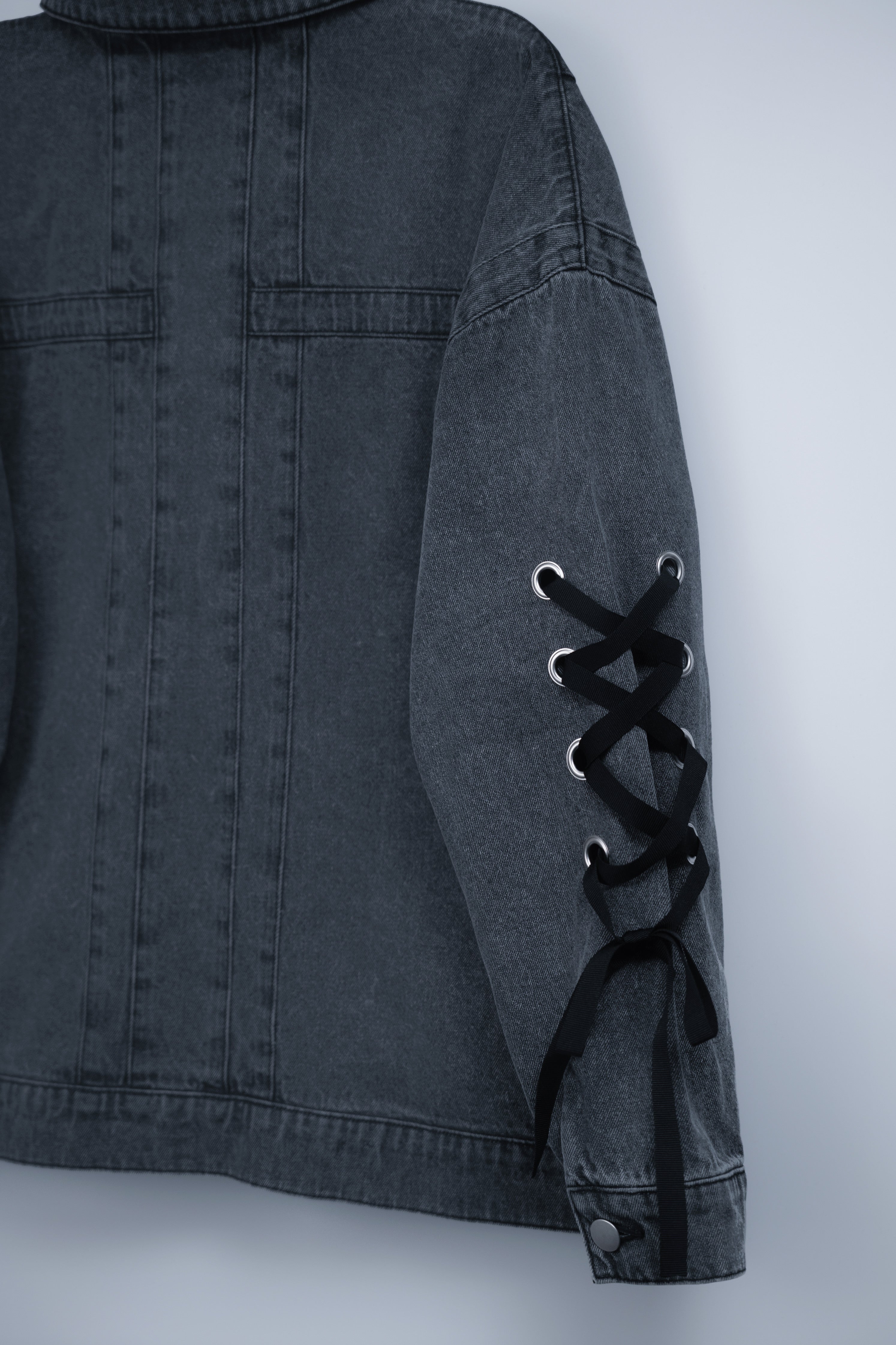 dd denim ribbon jacket black