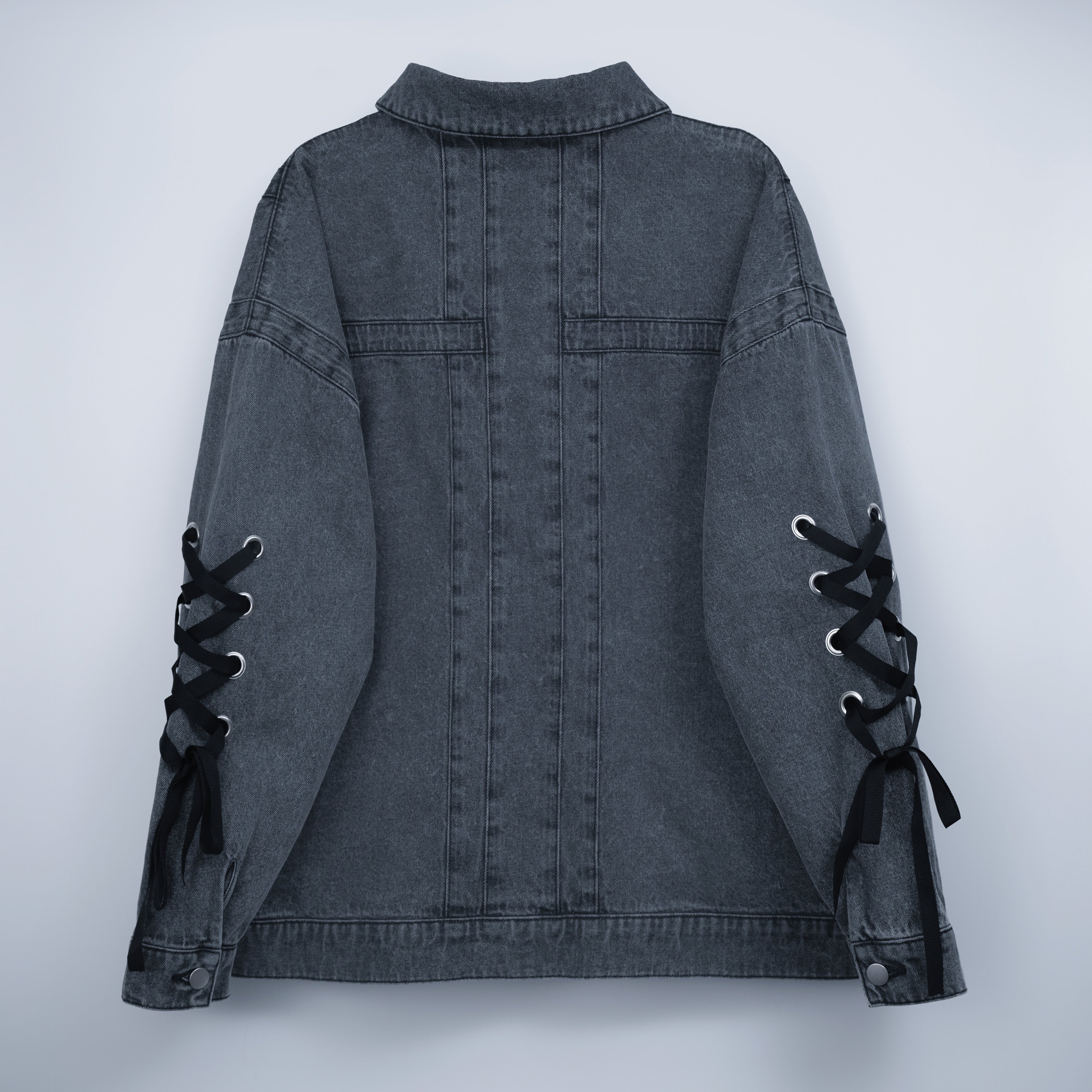 dd denim ribbon jacket black