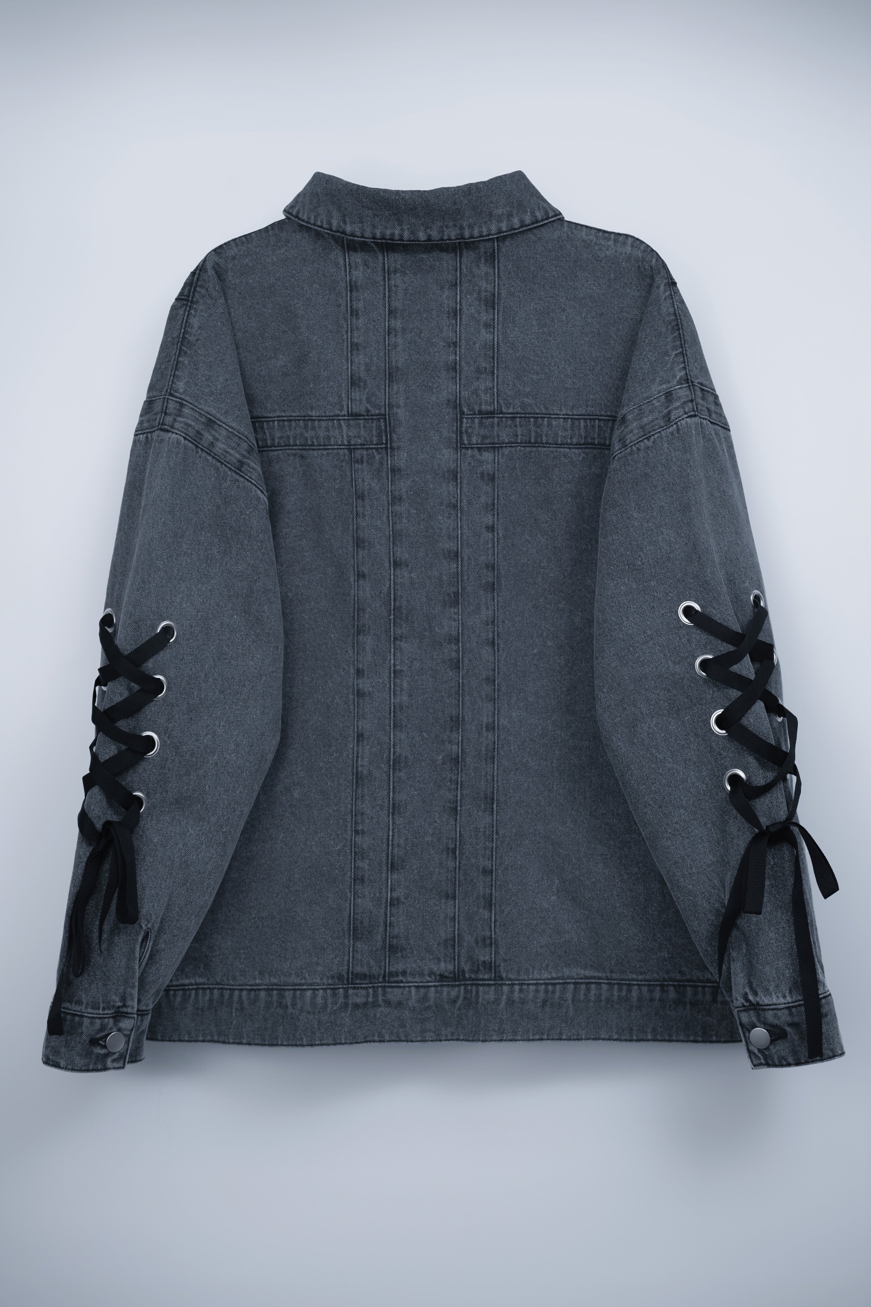 dd denim ribbon jacket black