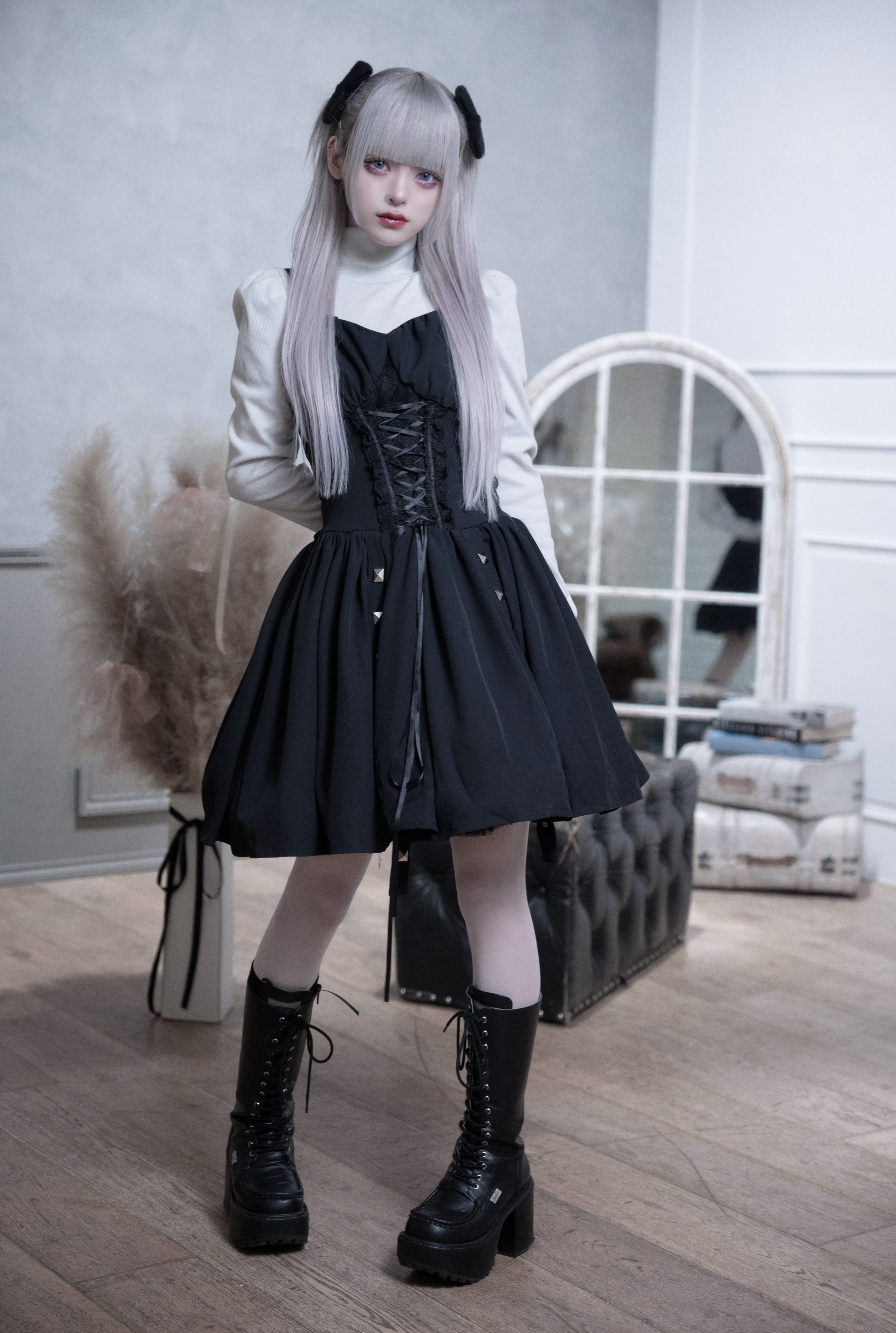 dd studs puff dress set