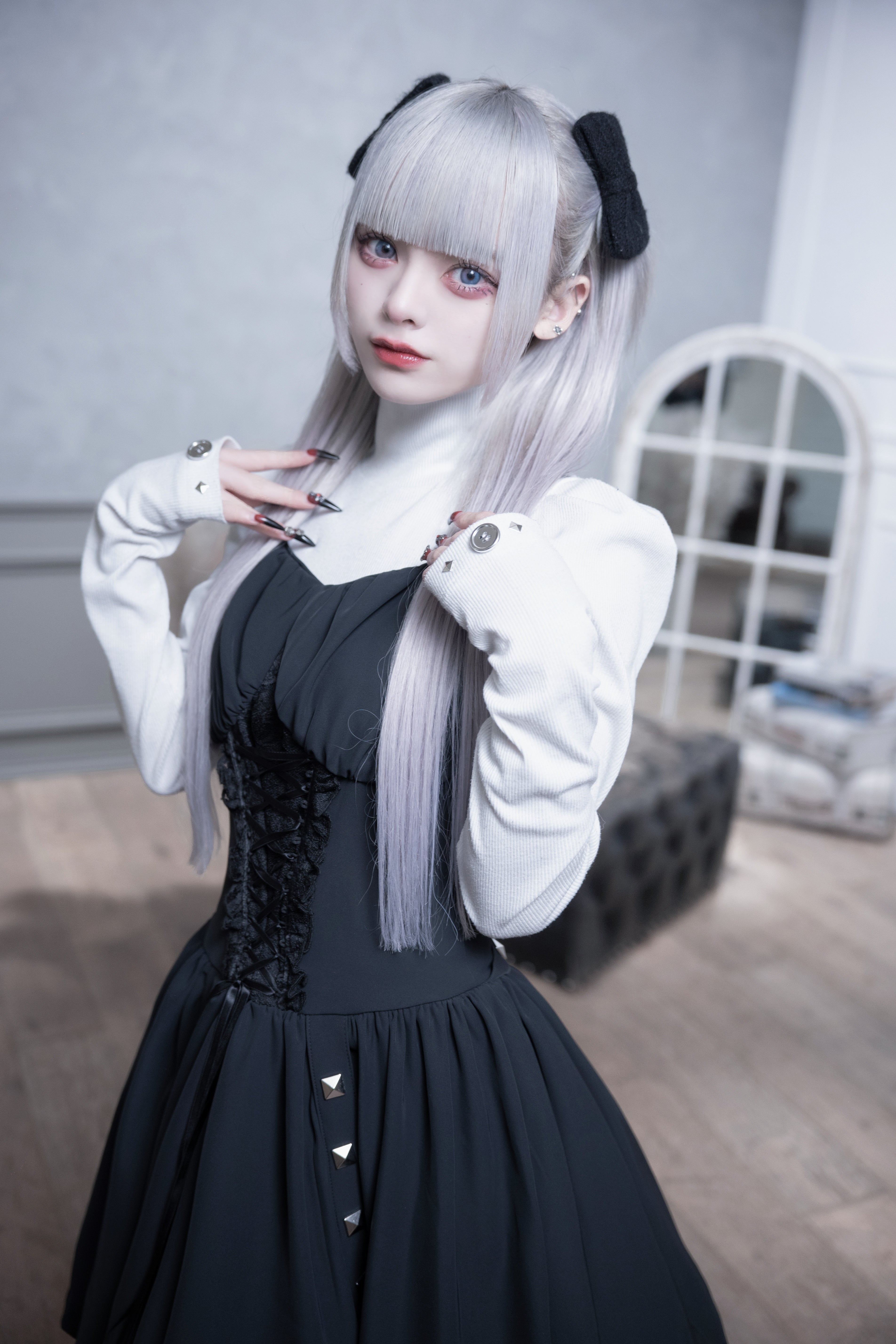 dd studs puff dress set