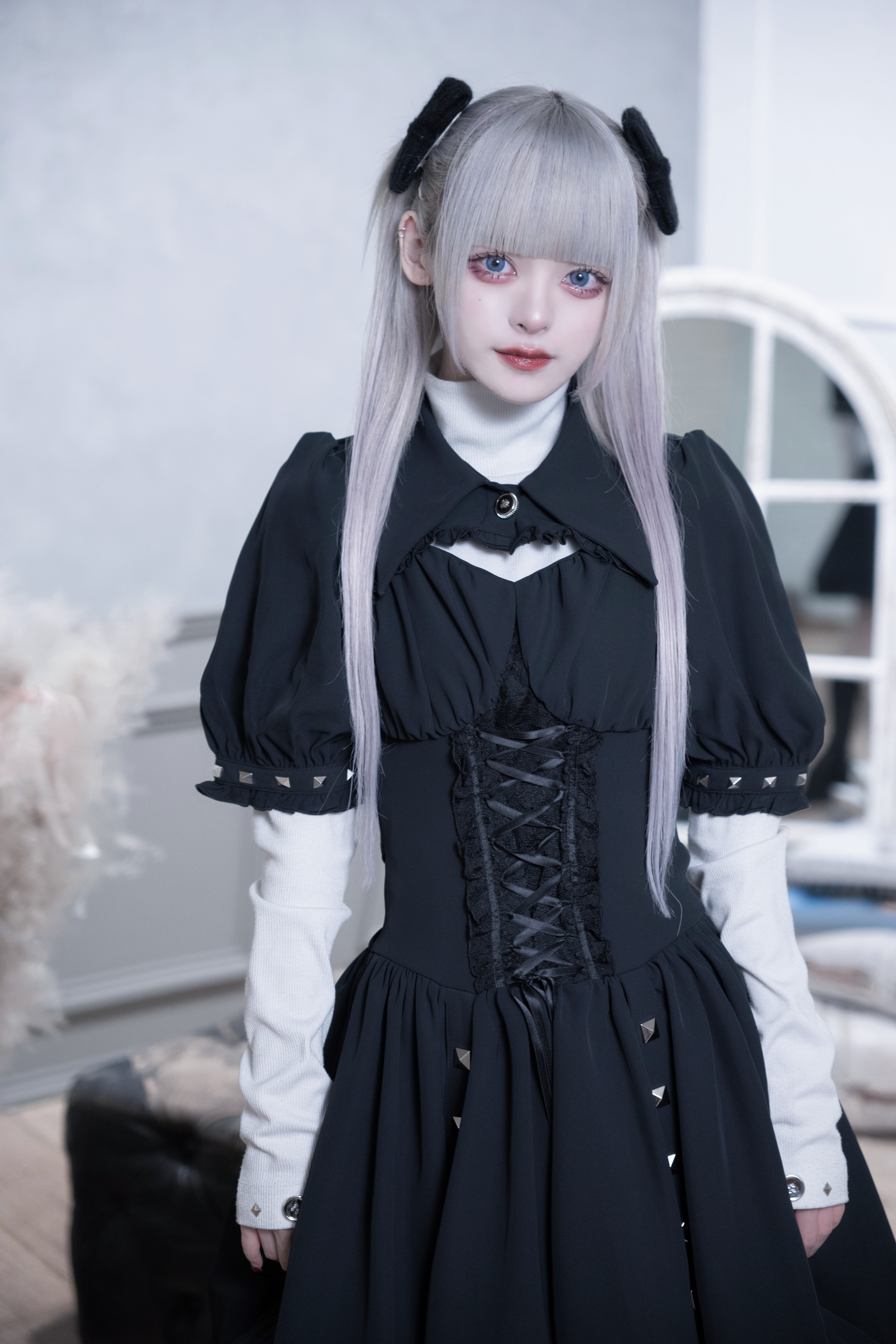 dd studs puff dress set