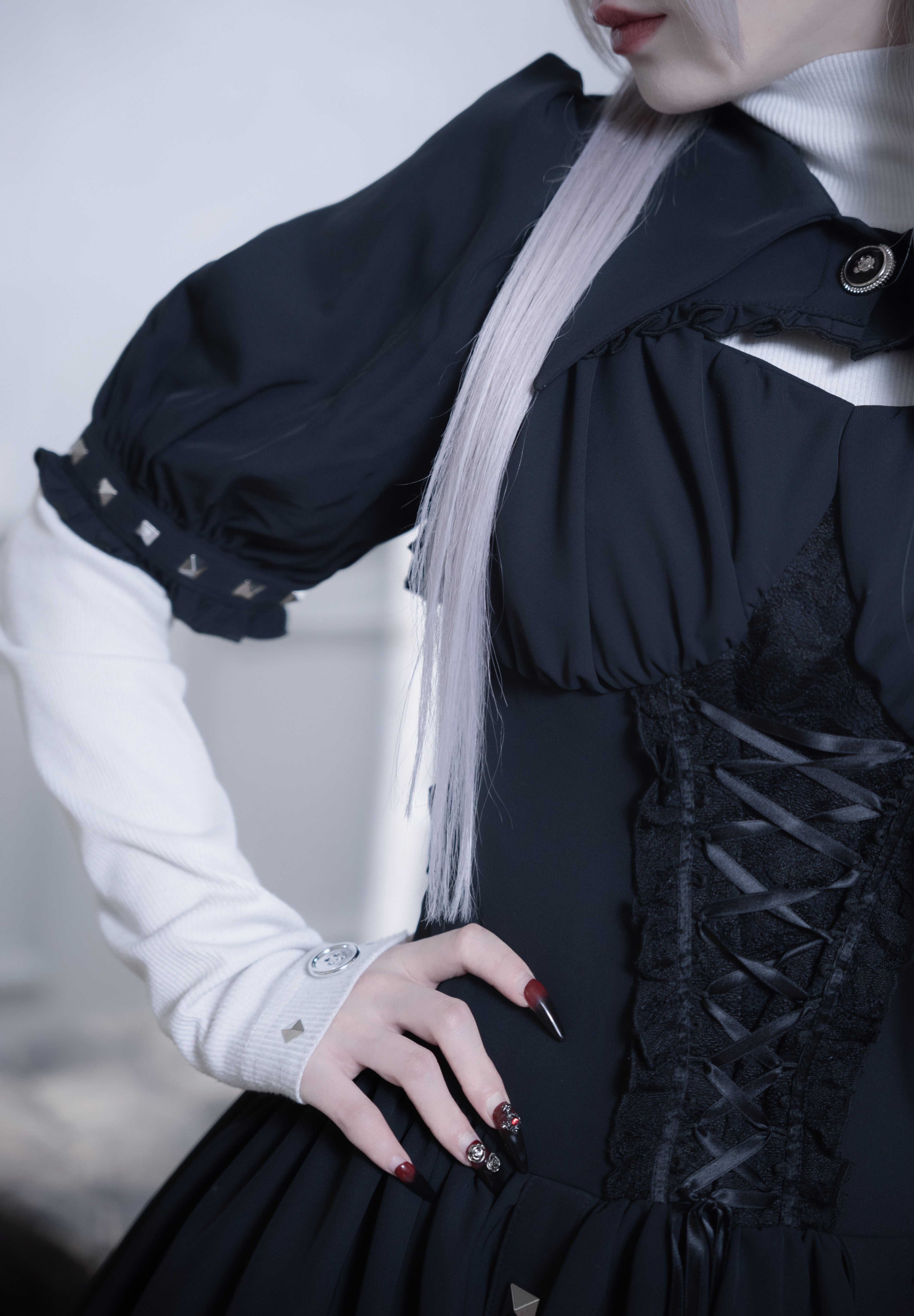 dd studs puff dress set