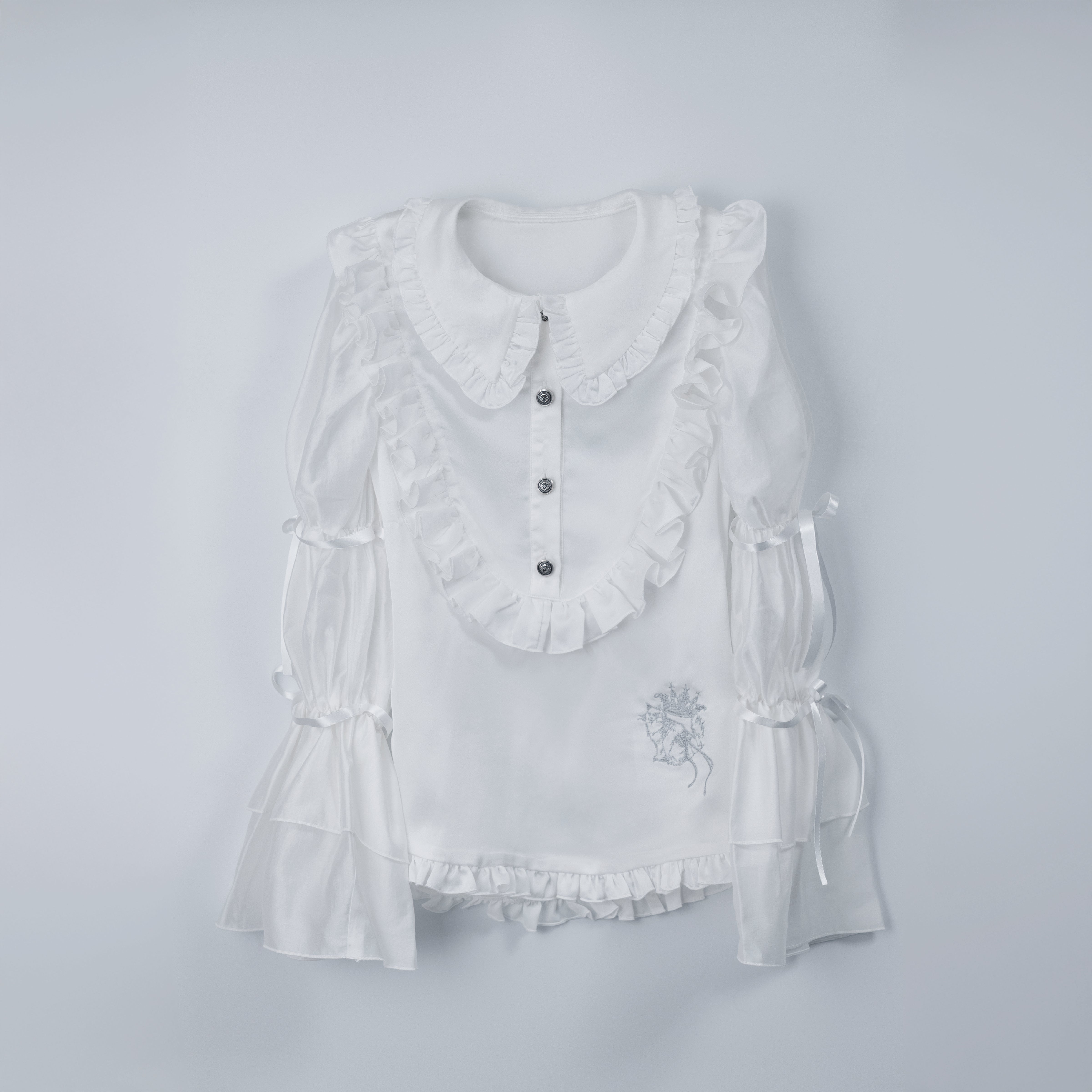 doll chiffon puff blouse white