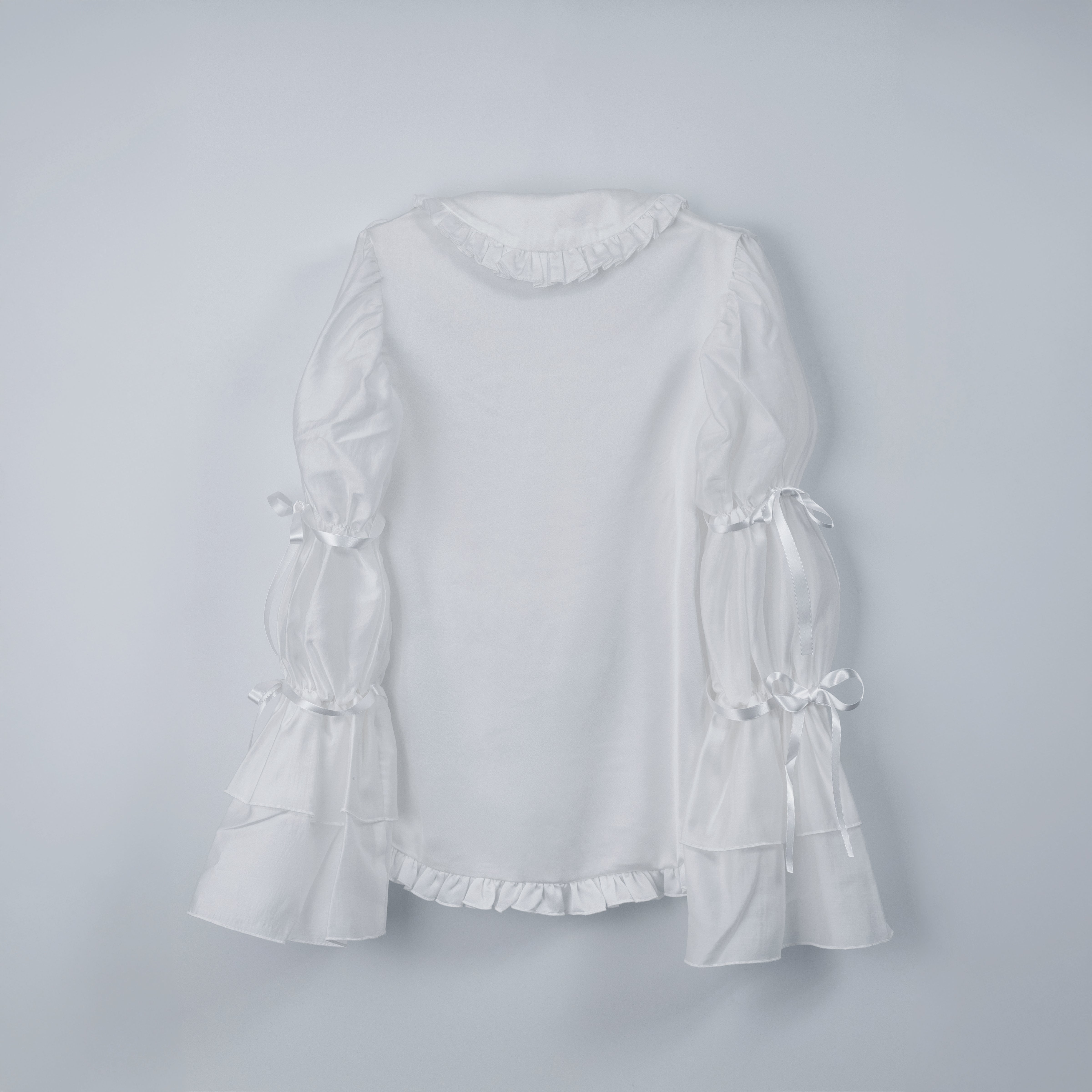 doll chiffon puff blouse white